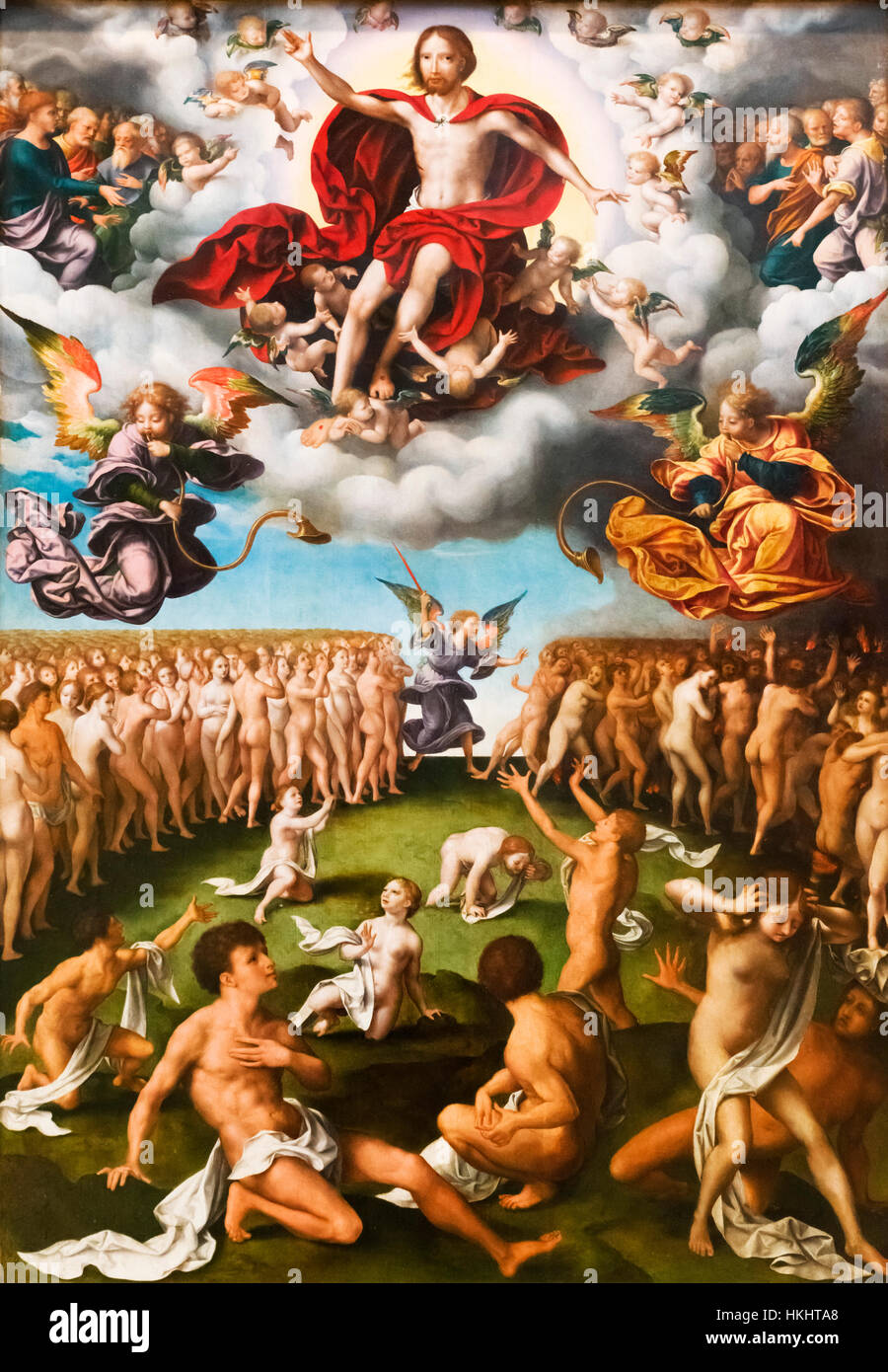 The Last Judgment by Joos Van Cleve, oil on wood, c.1520--25 Stock Photo