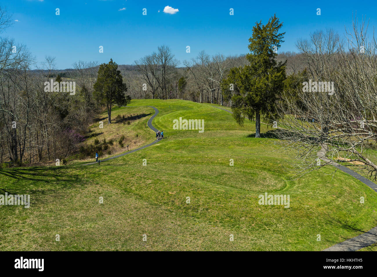 The Great Serpent Mound snaking about ¼ mile over the landscape at Serpent Mound State Memorial in Adams County, Ohio, USA Stock Photo