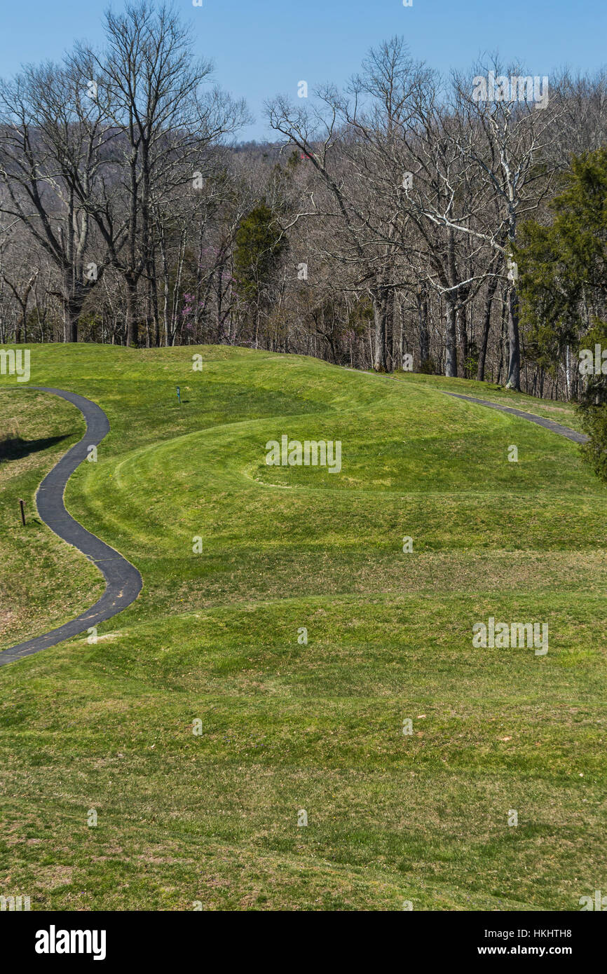The Great Serpent Mound snaking about ¼ mile over the landscape at Serpent Mound State Memorial in Adams County, Ohio, USA Stock Photo