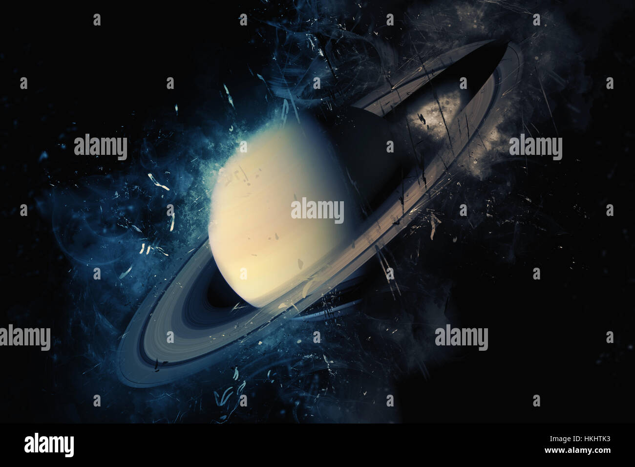 Planet Art - Saturn. Science fiction art. Solar system. Elements of this image furnished by NASA Stock Photo