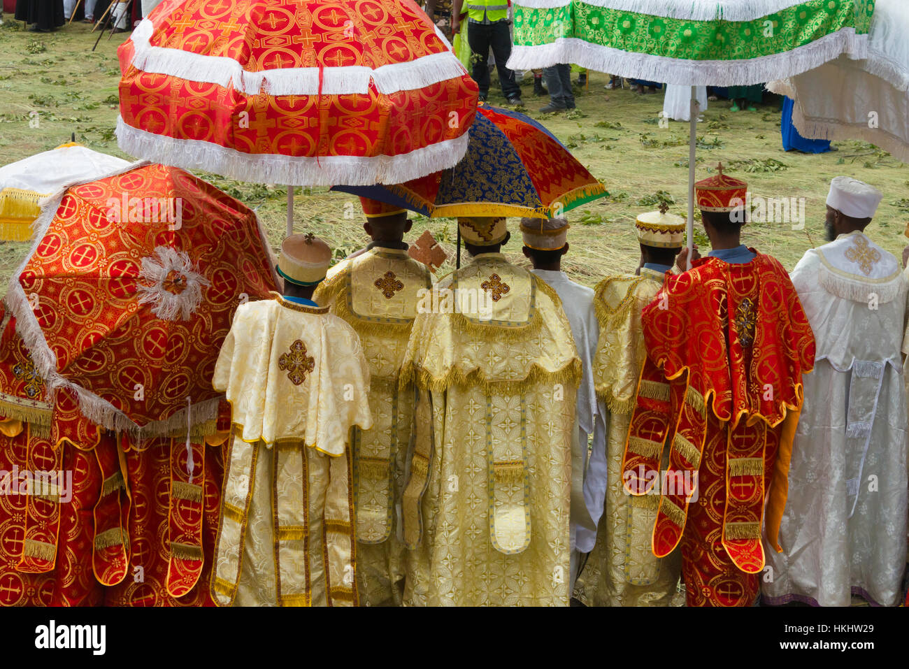 Pilgrims celebrating Meskel Festival, Lalibela, Ethiopia Stock Photo