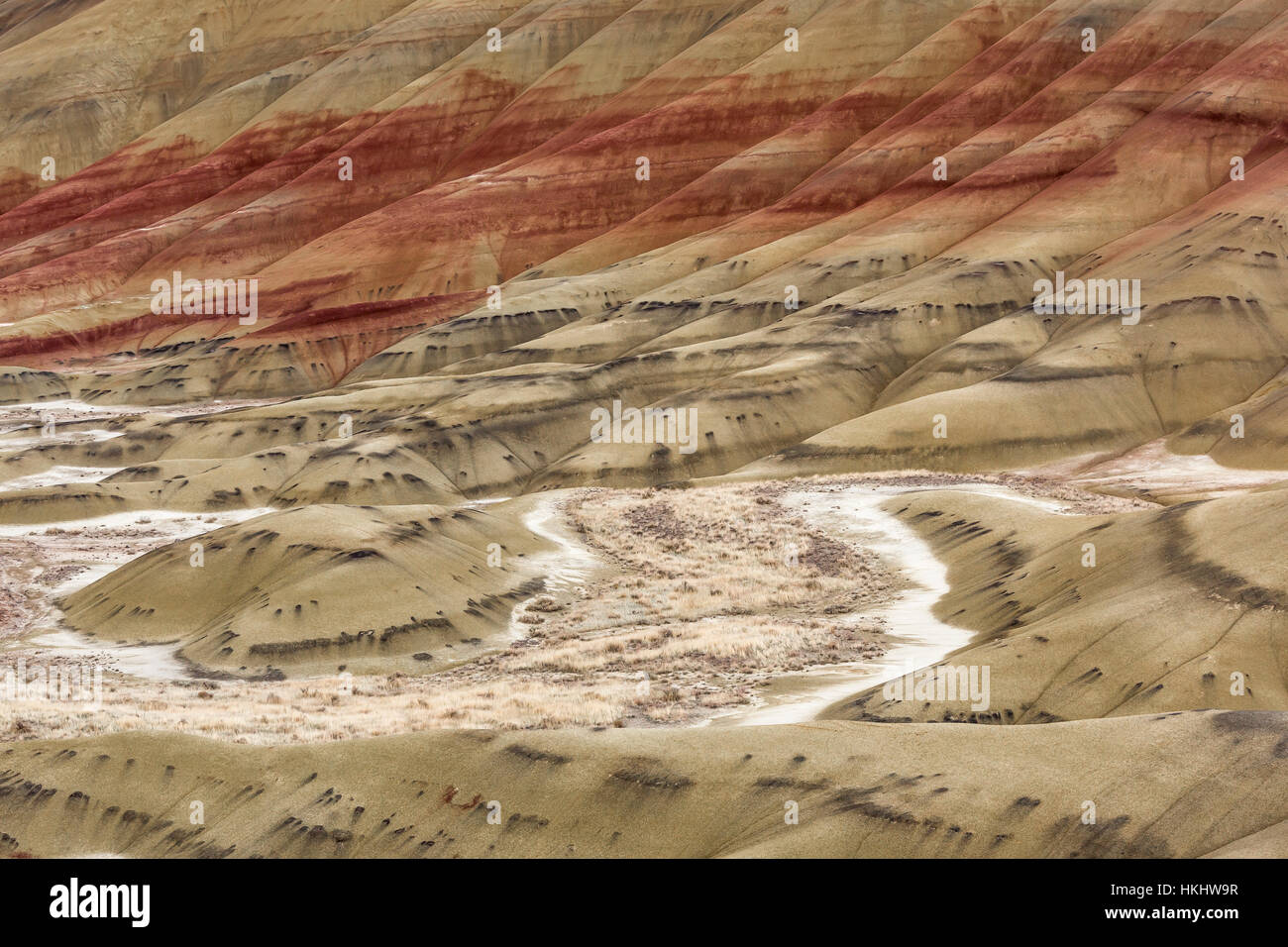 Colored deposits of Lower John Day Formation in the Painted Hills Unit of John Day Fossil Beds National Monument, Oregon, USA Stock Photo