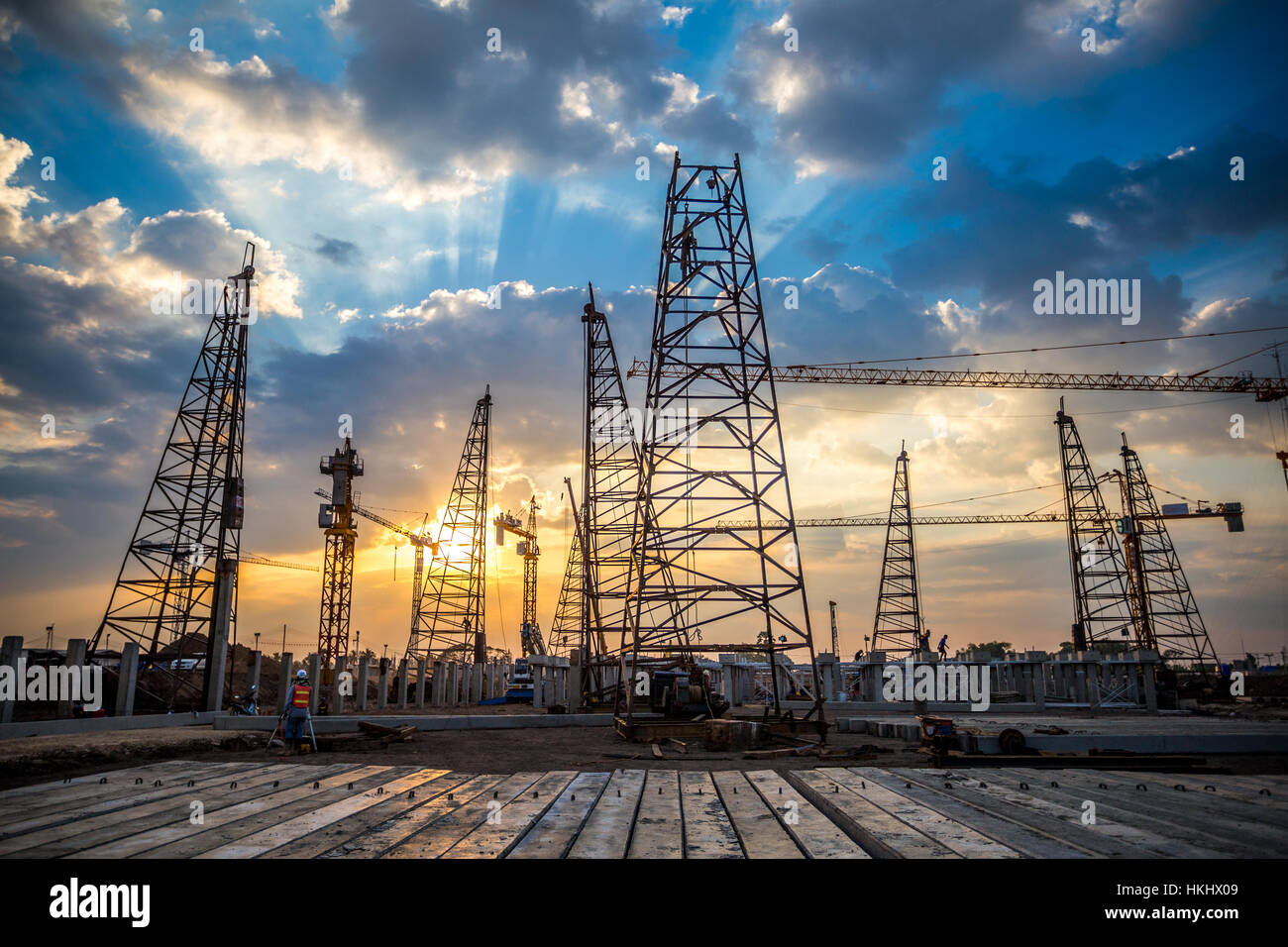 construction site with sunset Stock Photo - Alamy