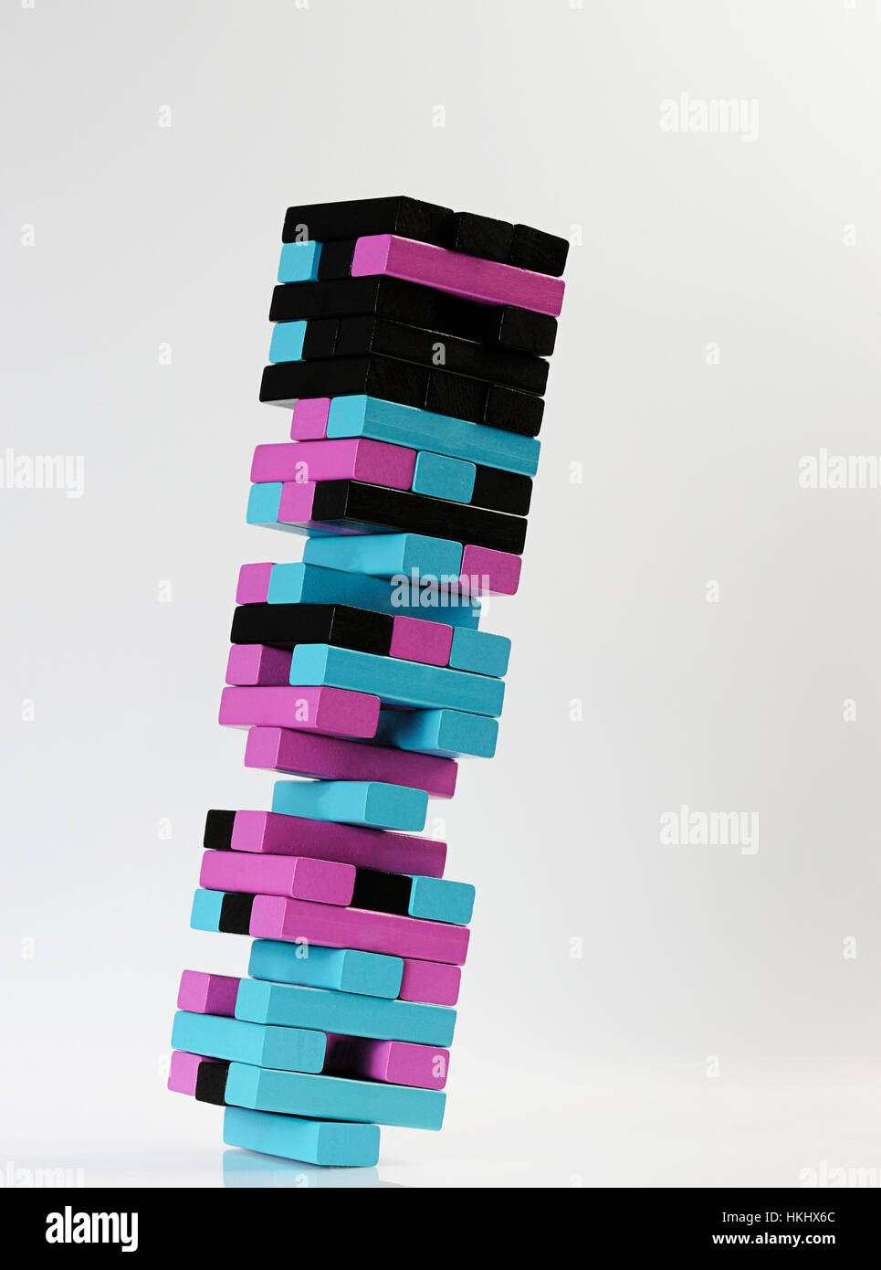 jenga fall color tower on white background Stock Photo