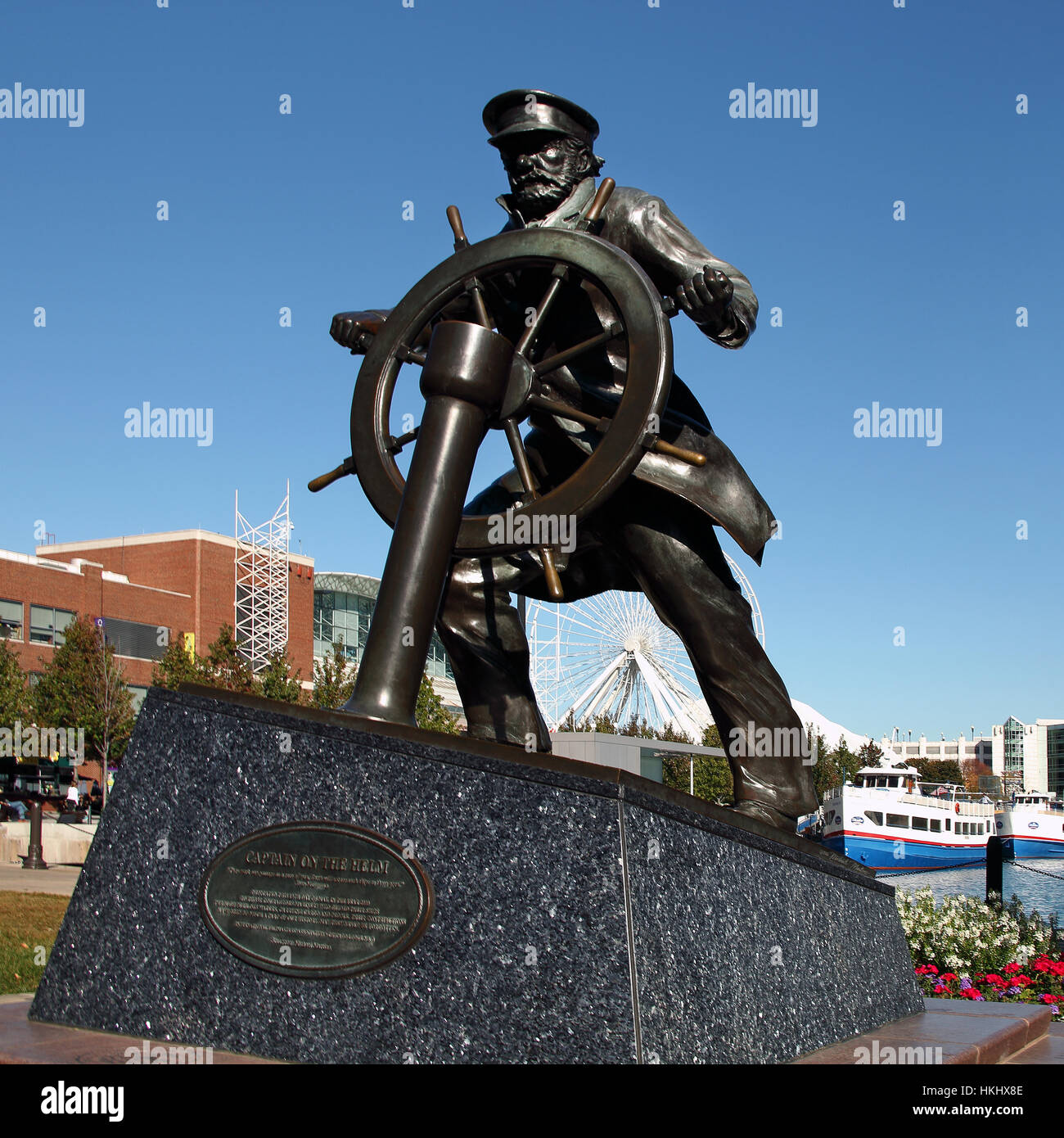 Navy Pier Chicago statue sailors memorial Stock Photo