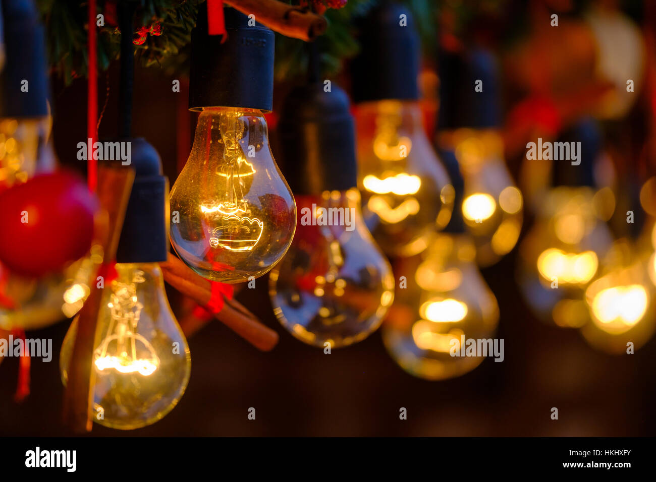 Vintage incandescent lamps as decorative element Stock Photo Alamy