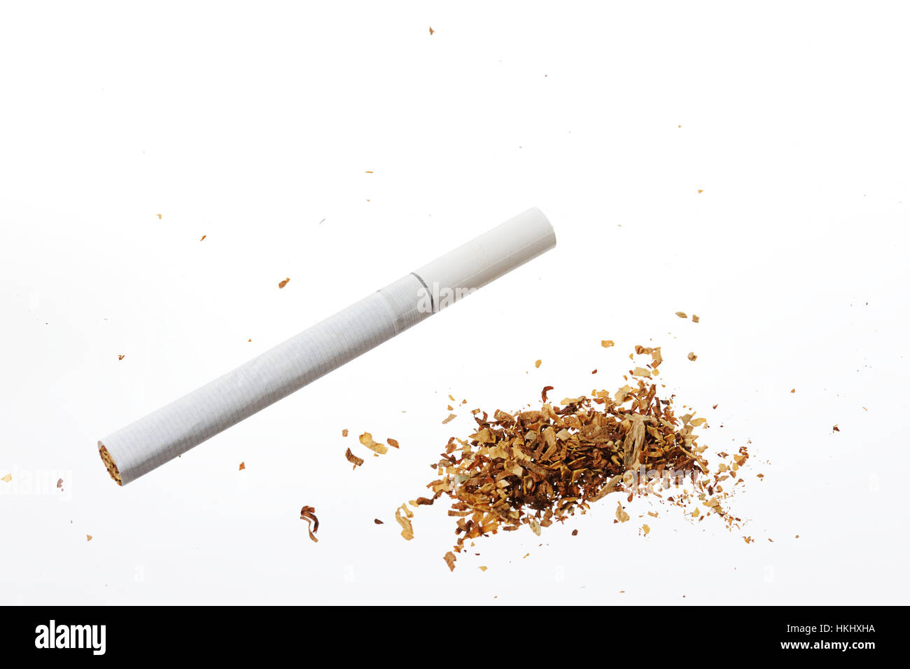 Cigarette and tabacco isolated on white background Stock Photo