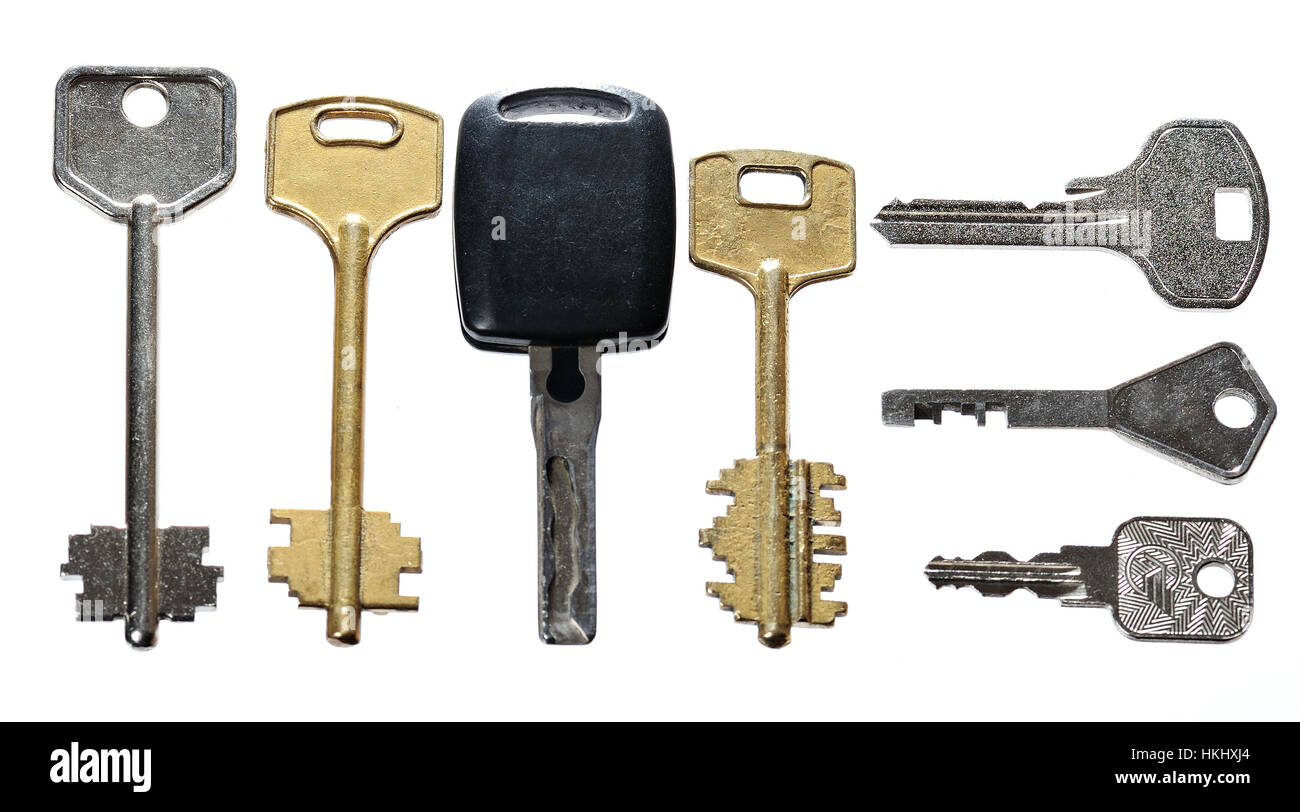 Different Metal Keys Isolated On White Background Stock Photo Alamy