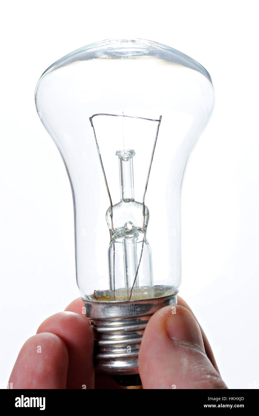 transparent light bulb in hand isolated on white background Stock Photo ...