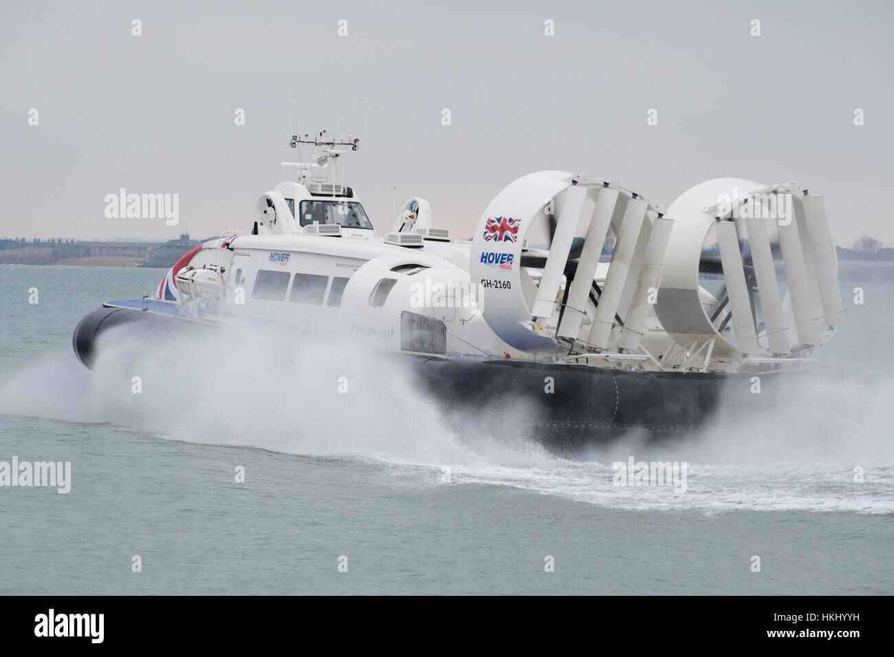 Hovercraft taking foot passengers between Southsea and the Isle Of Wight, UK Stock Photo