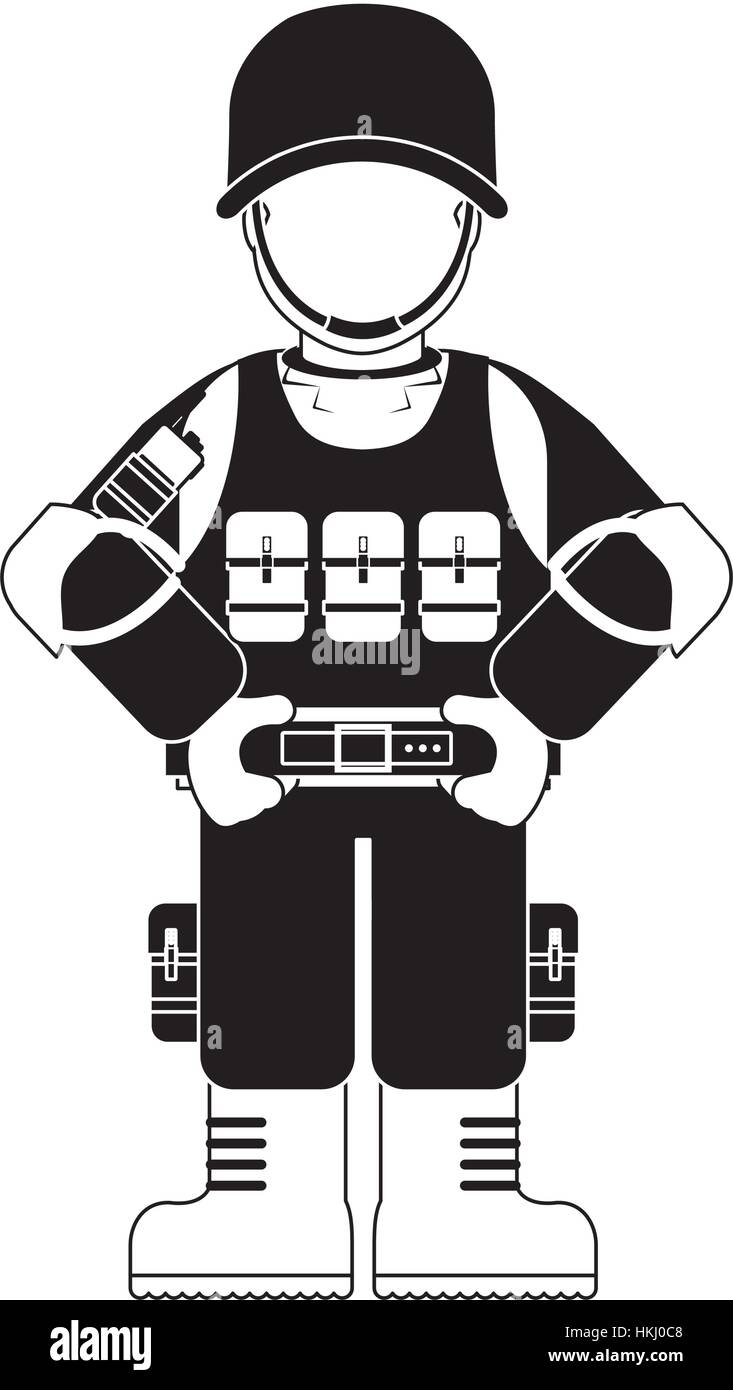 Military with its different protection tools icon image vector ...
