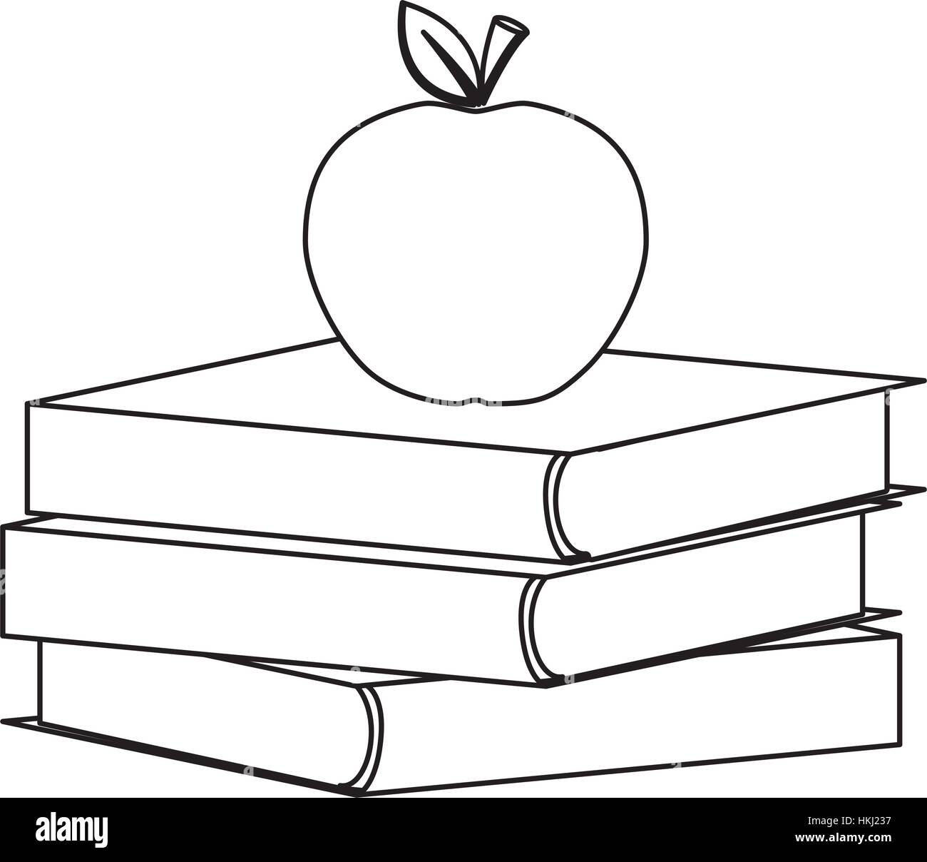 Figure books with red apple on top image, vector illustration Stock ...