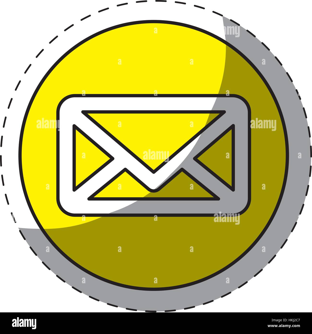 Yellow mail symbol button icon, vector illustration Stock Vector Image