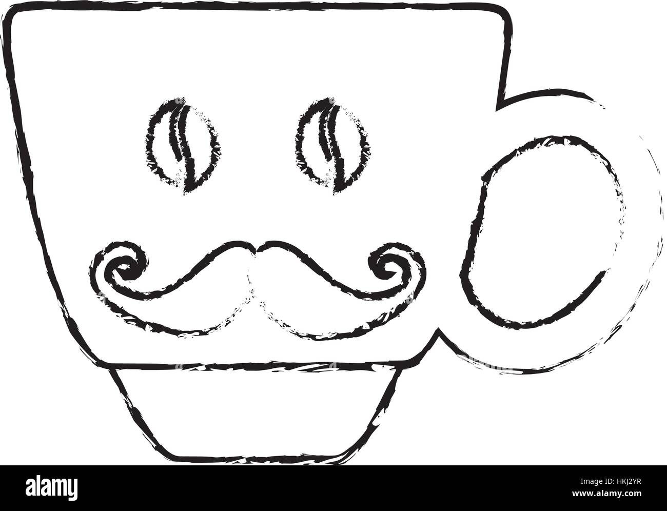 Contour coffee cup with moustache icon image, vector illustration Stock ...