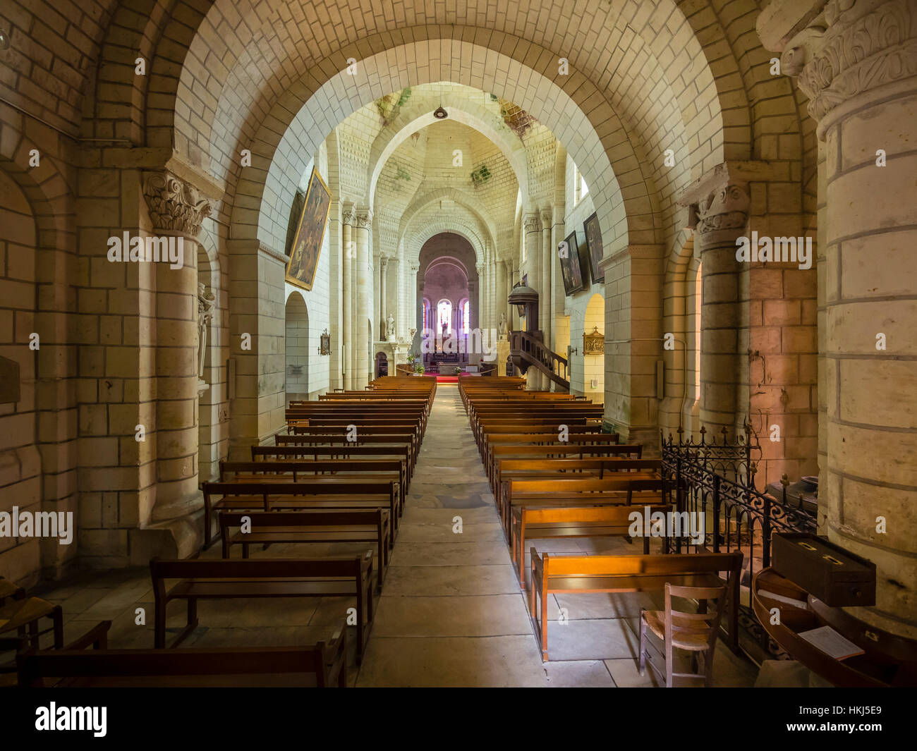 Saint-Ours Kirche, Logis Royal, Loches, Gemeinde, Tours, Departement Indre-et-Loire, Centre, Frankreich Stock Photo