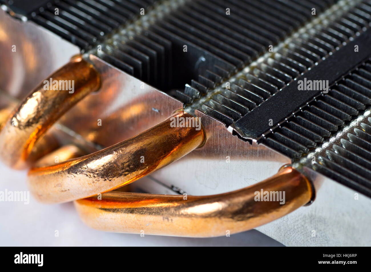 Aluminum radiator with copper heat pipe for better cooling CPU Stock Photo