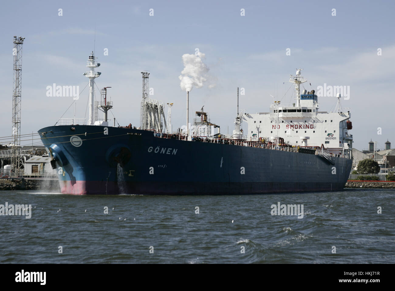 Oiltanker Goenen in port. Australia, Victoria, Melbourne Stock Photo