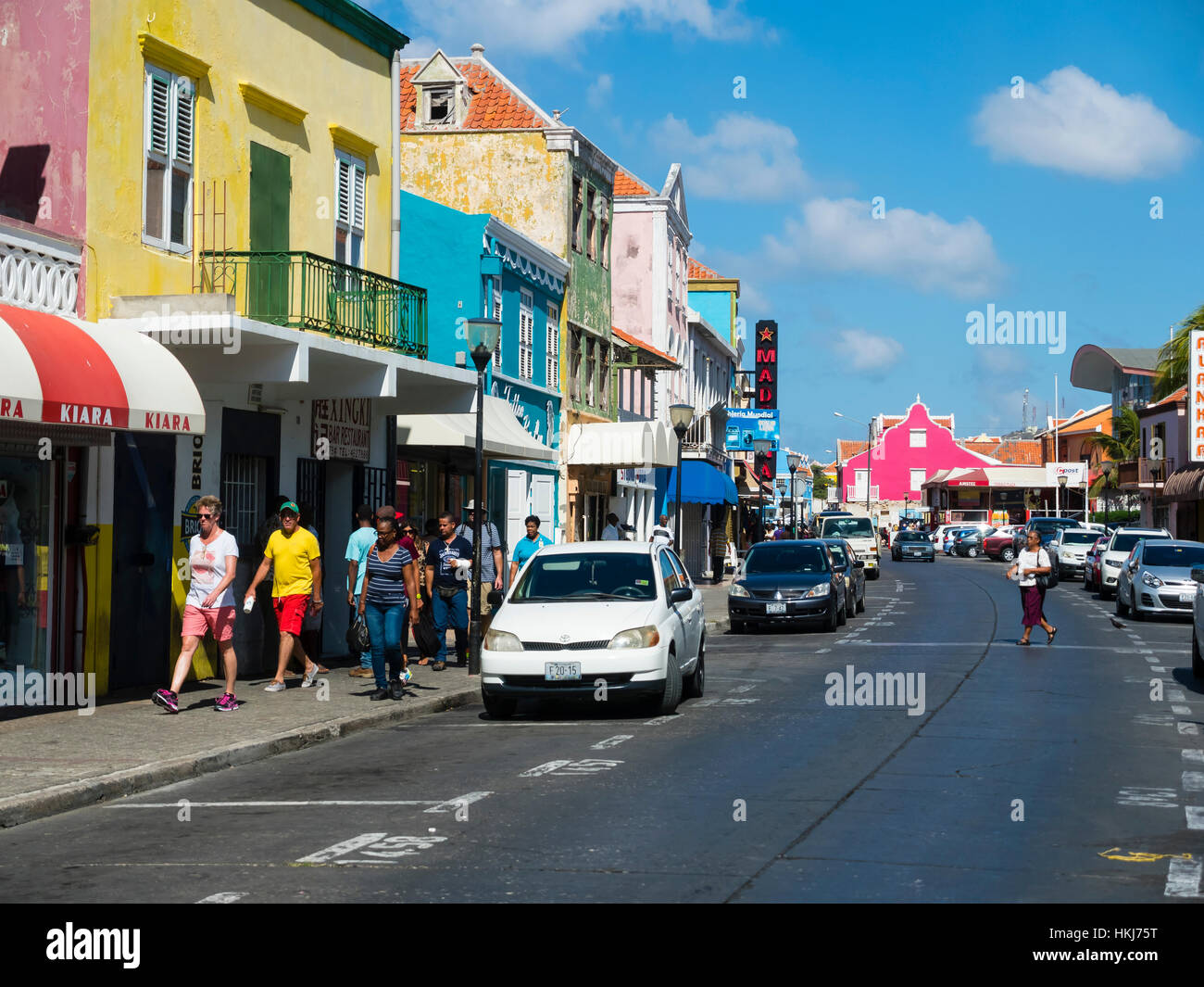 Colorful houses in Willemstad, Curacao, Lesser Antilles, Caribbean Stock Photo
