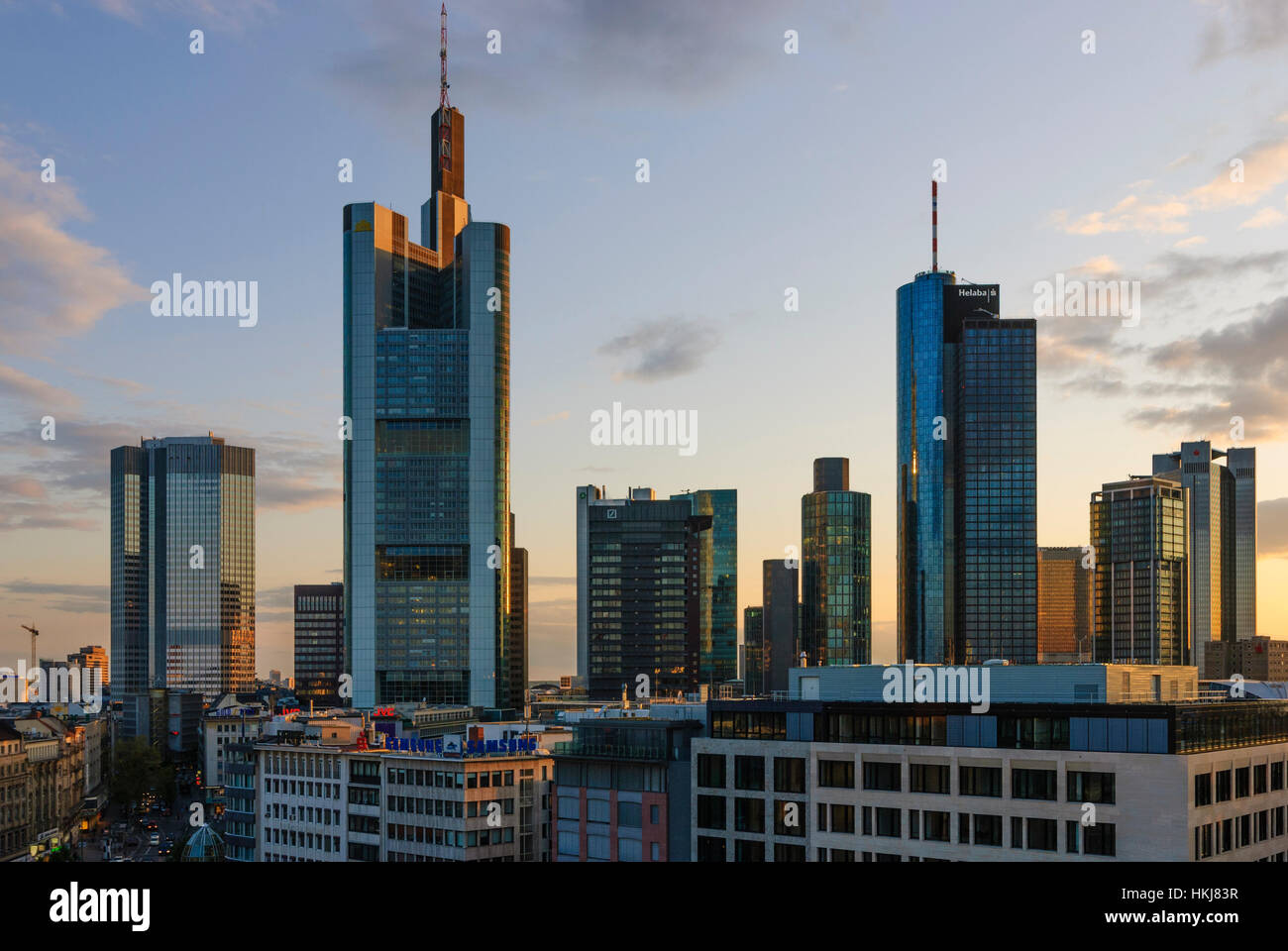 Frankfurt am Main: High rises of the banks, Zeil, Hessen, Hesse, Germany Stock Photo