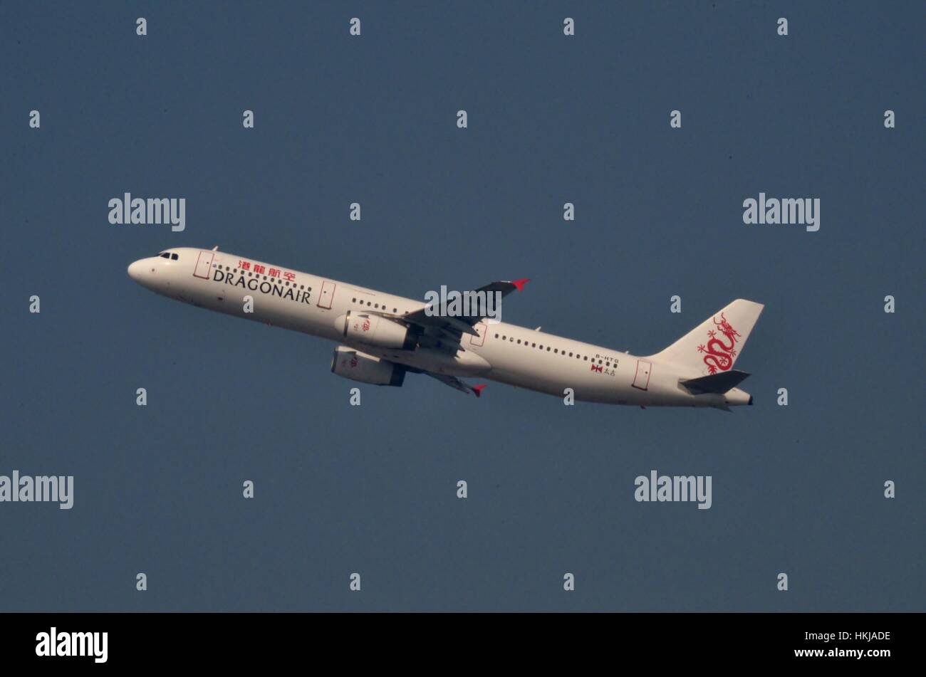 Dragonair Airbus 321-200 taking off from Hong Kong International Airport Stock Photo