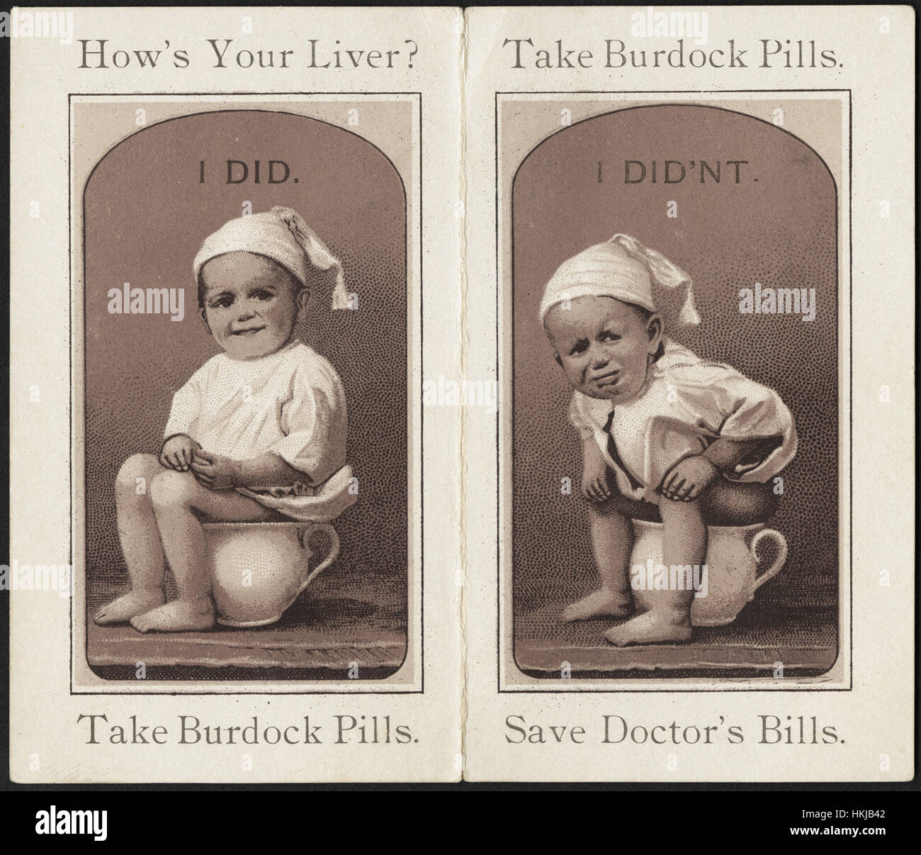 How's your liver  Take Burdock Pills. Save doctor's bills. (front) Stock Photo