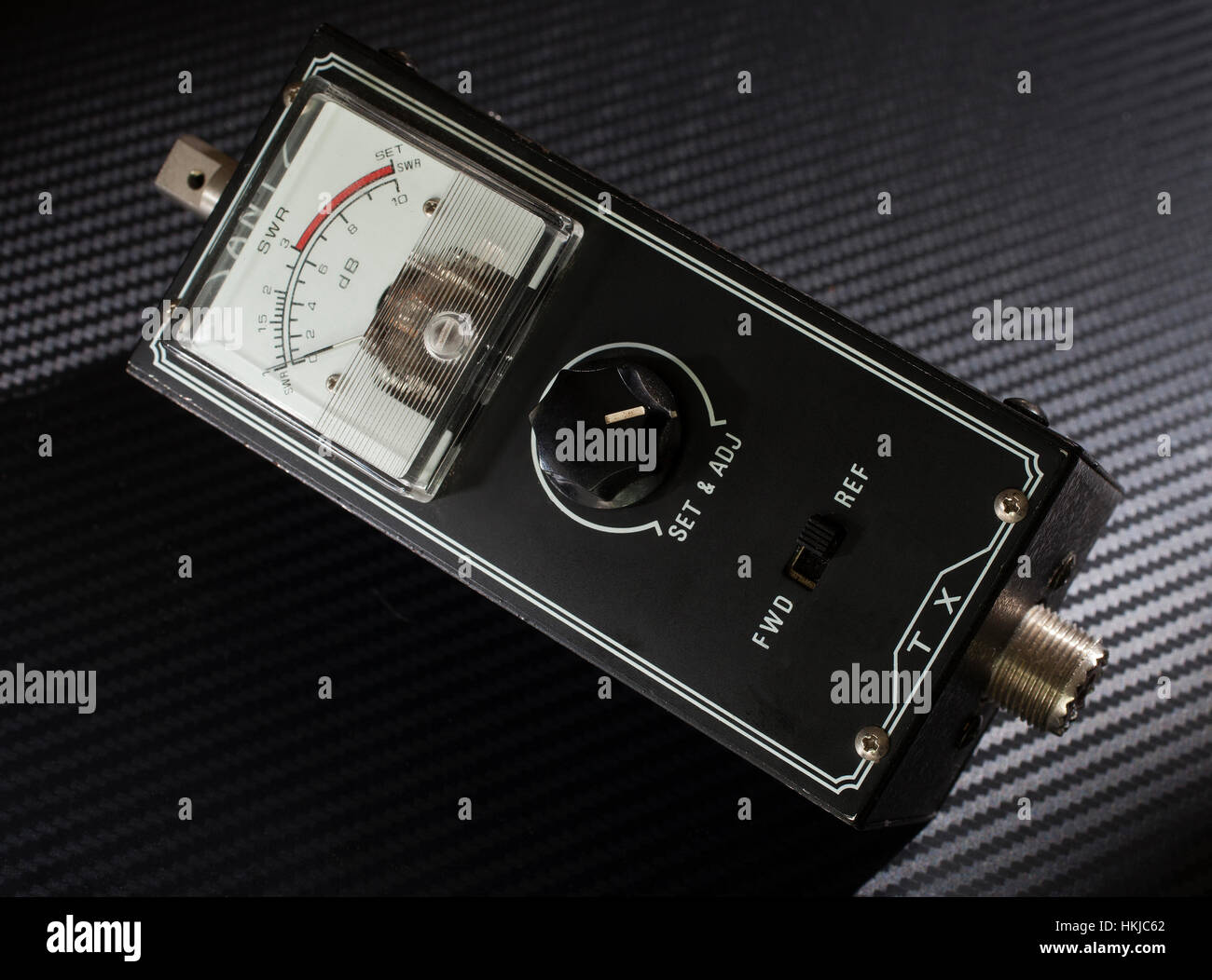 Meter used to measure standing wave ratio on two way radios Stock Photo