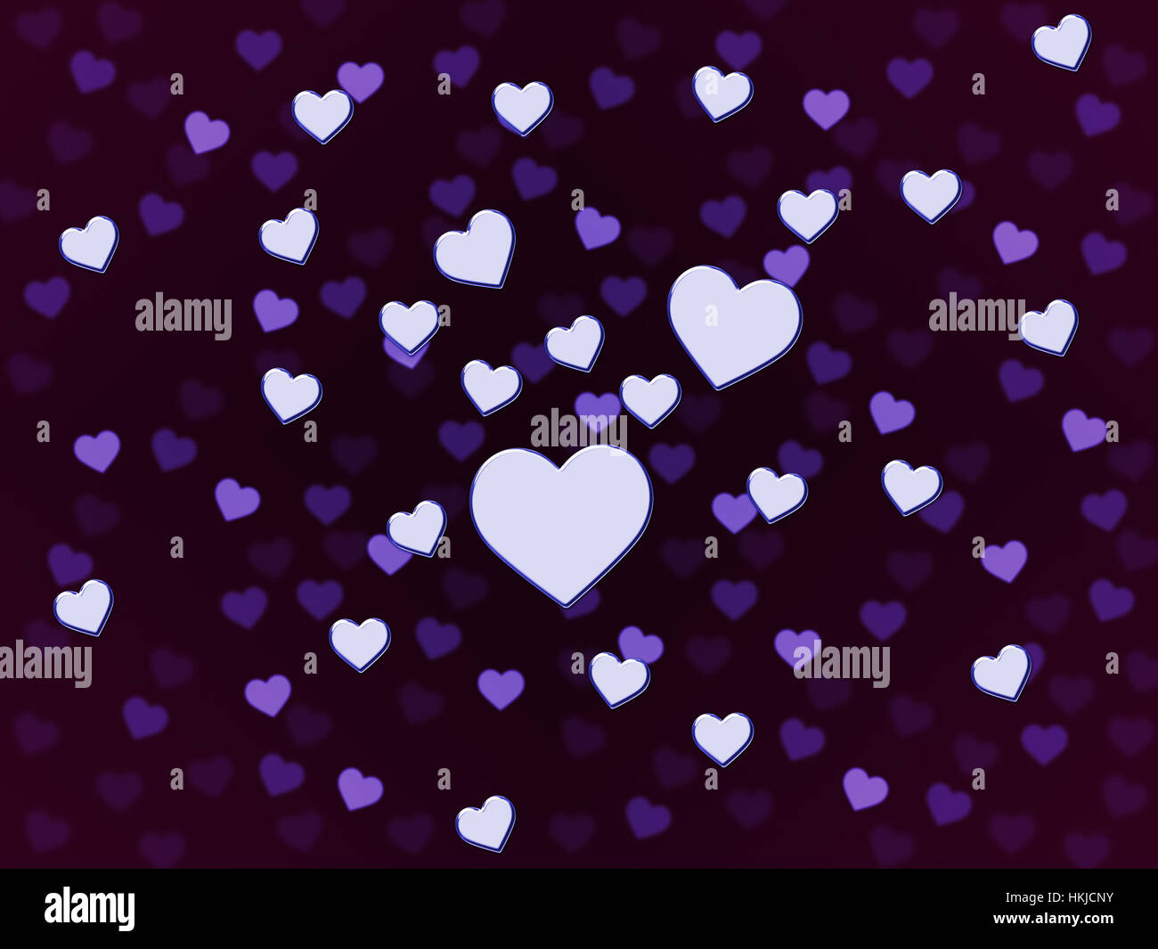 Purple Hearts Background Showing Romantic And Passionate Wallpaper Stock Photo