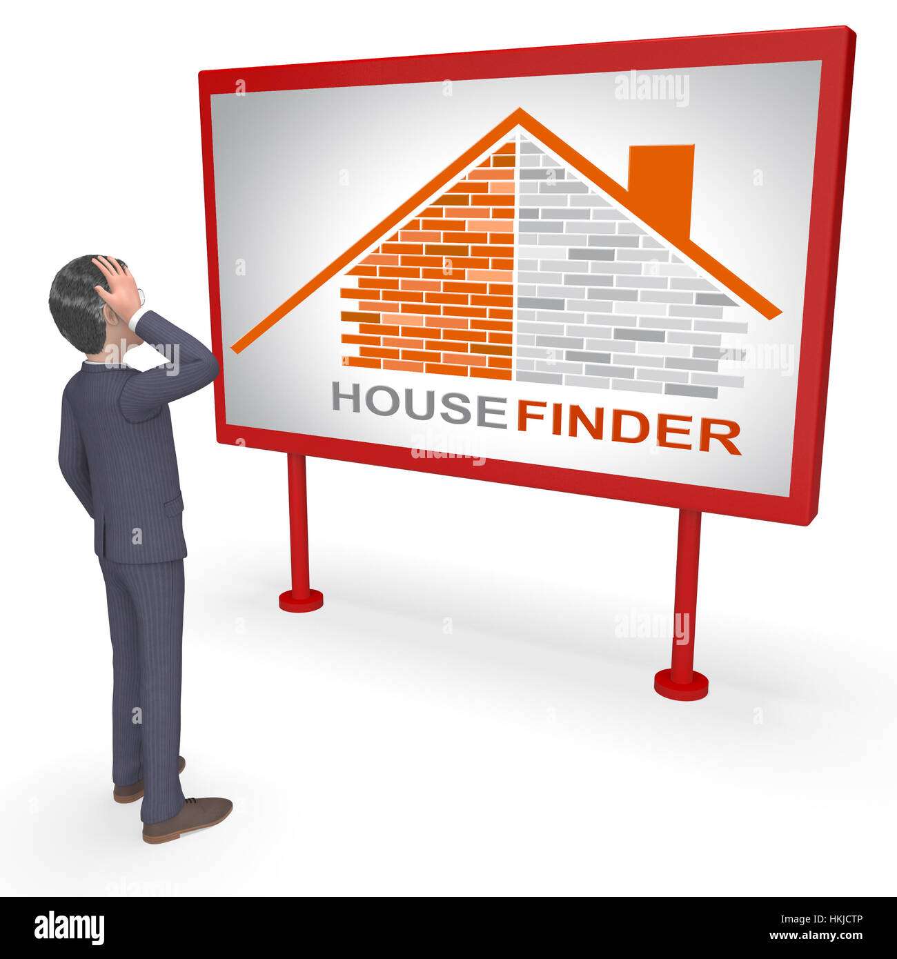 House Finder Sign Indicating Search For And Household 3d Rendering