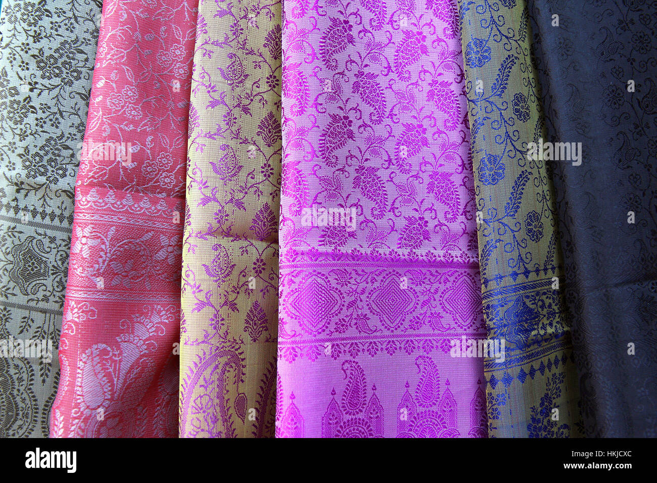 different colours of indian cloth fabric Stock Photo Alamy