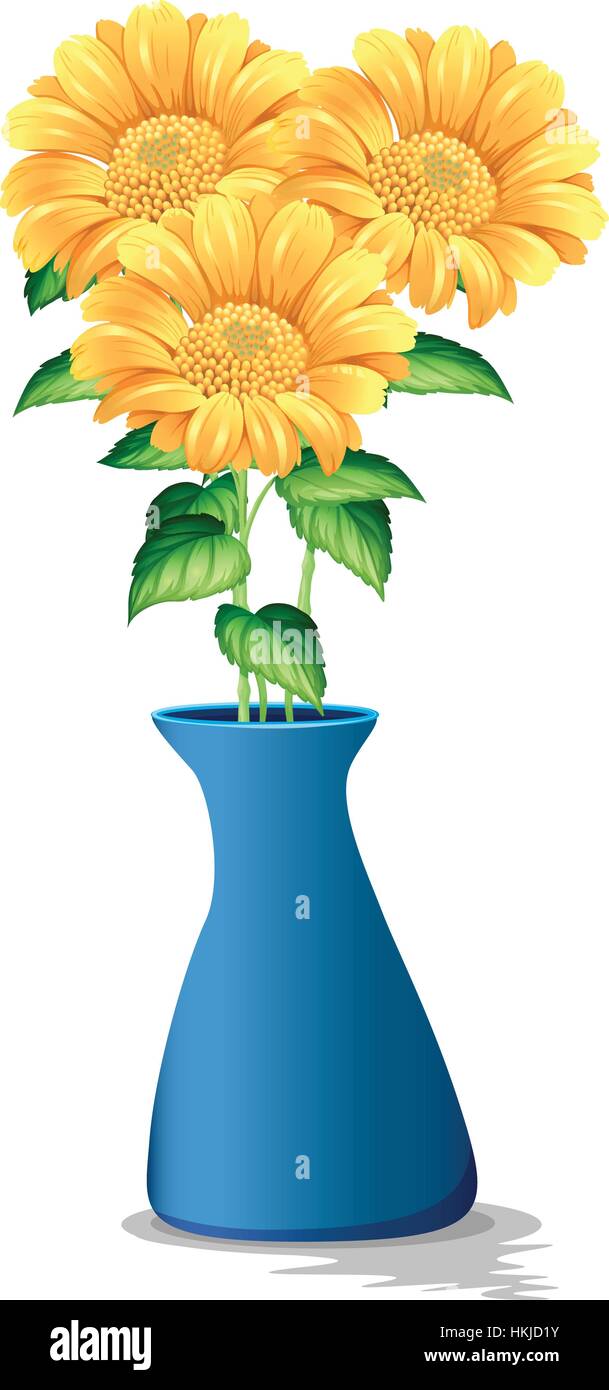 Sunflowers in blue vase illustration Stock Vector Image & Art - Alamy