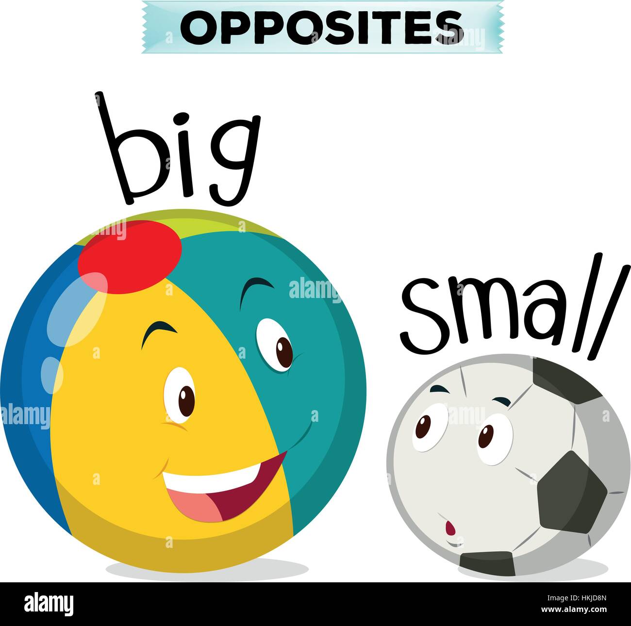 Opposite adjectives words with big and small Vector Image