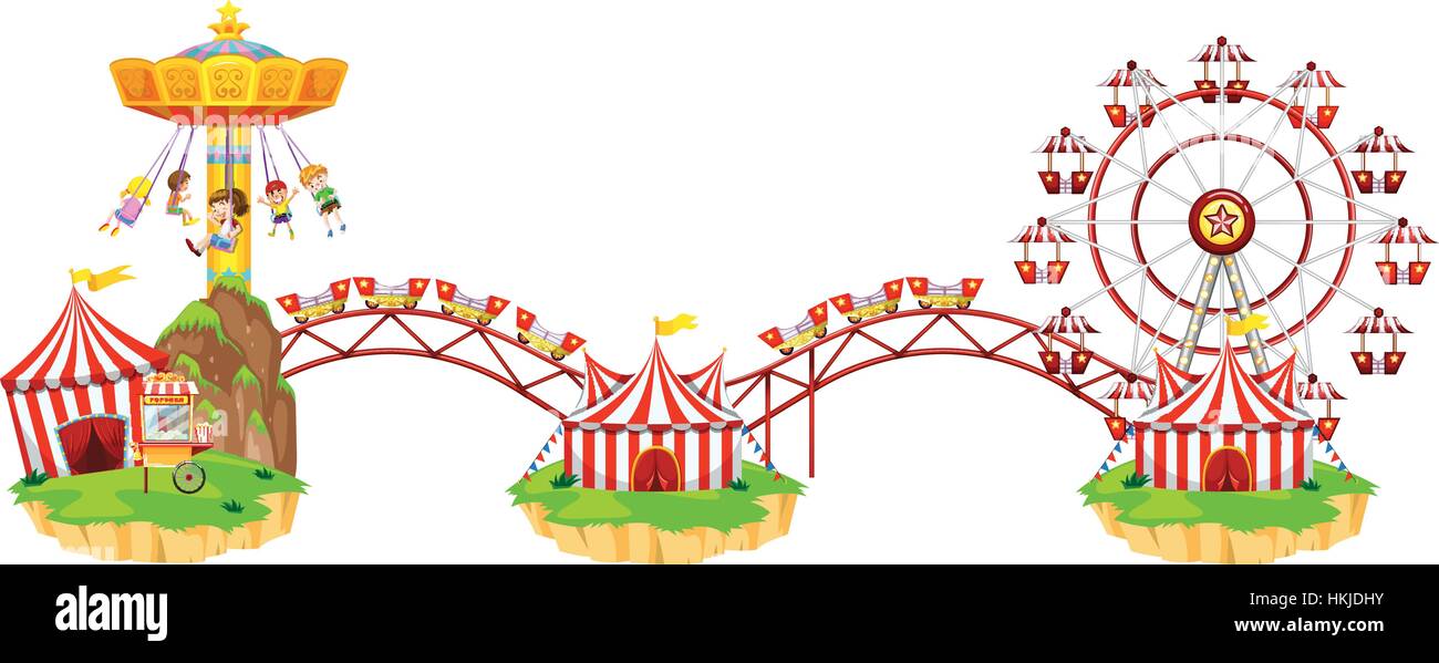 Circus scene with many rides illustration Stock Vector Image & Art - Alamy