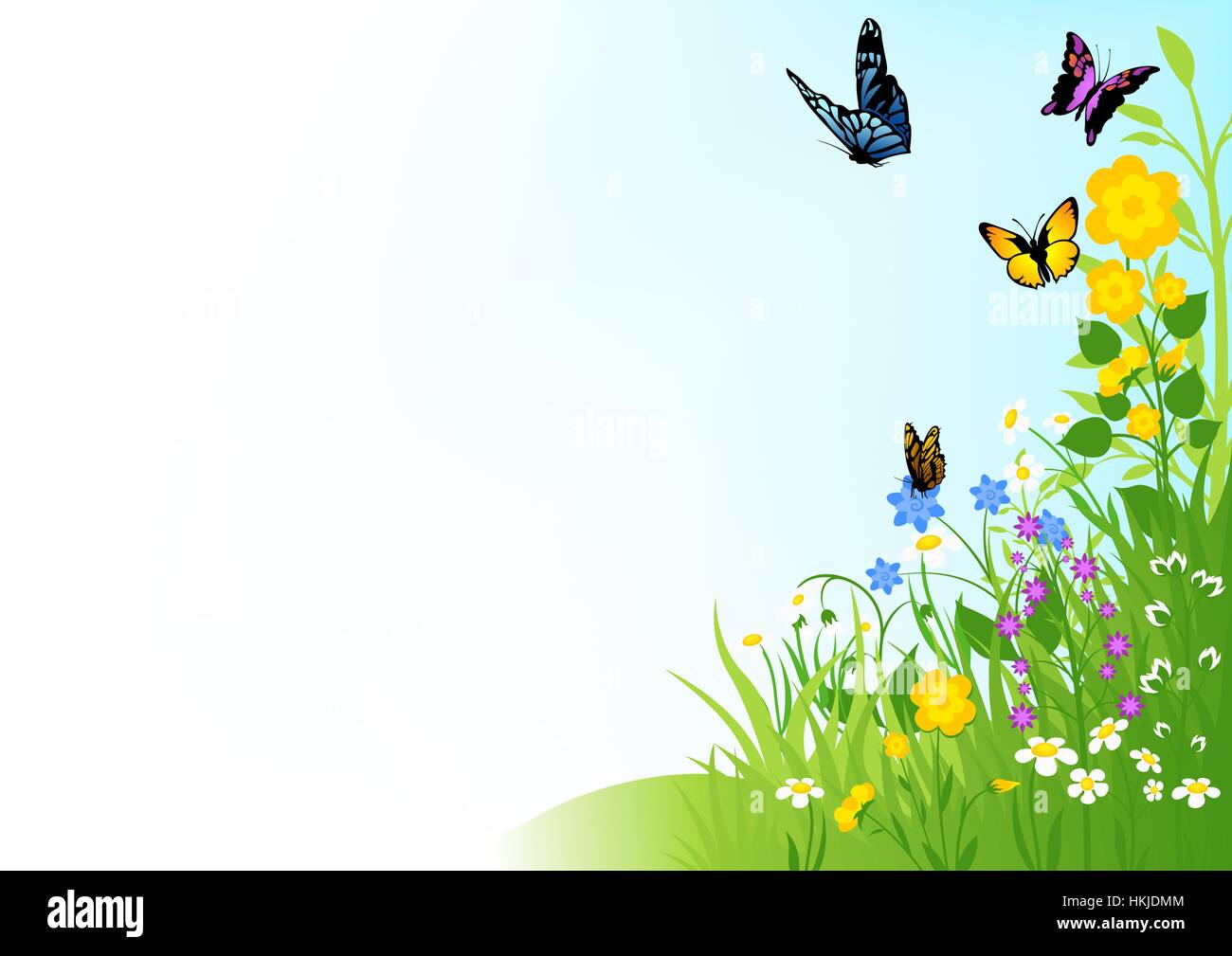 Background Of Butterflies And Wildflowers Stock Vector Image & Art - Alamy