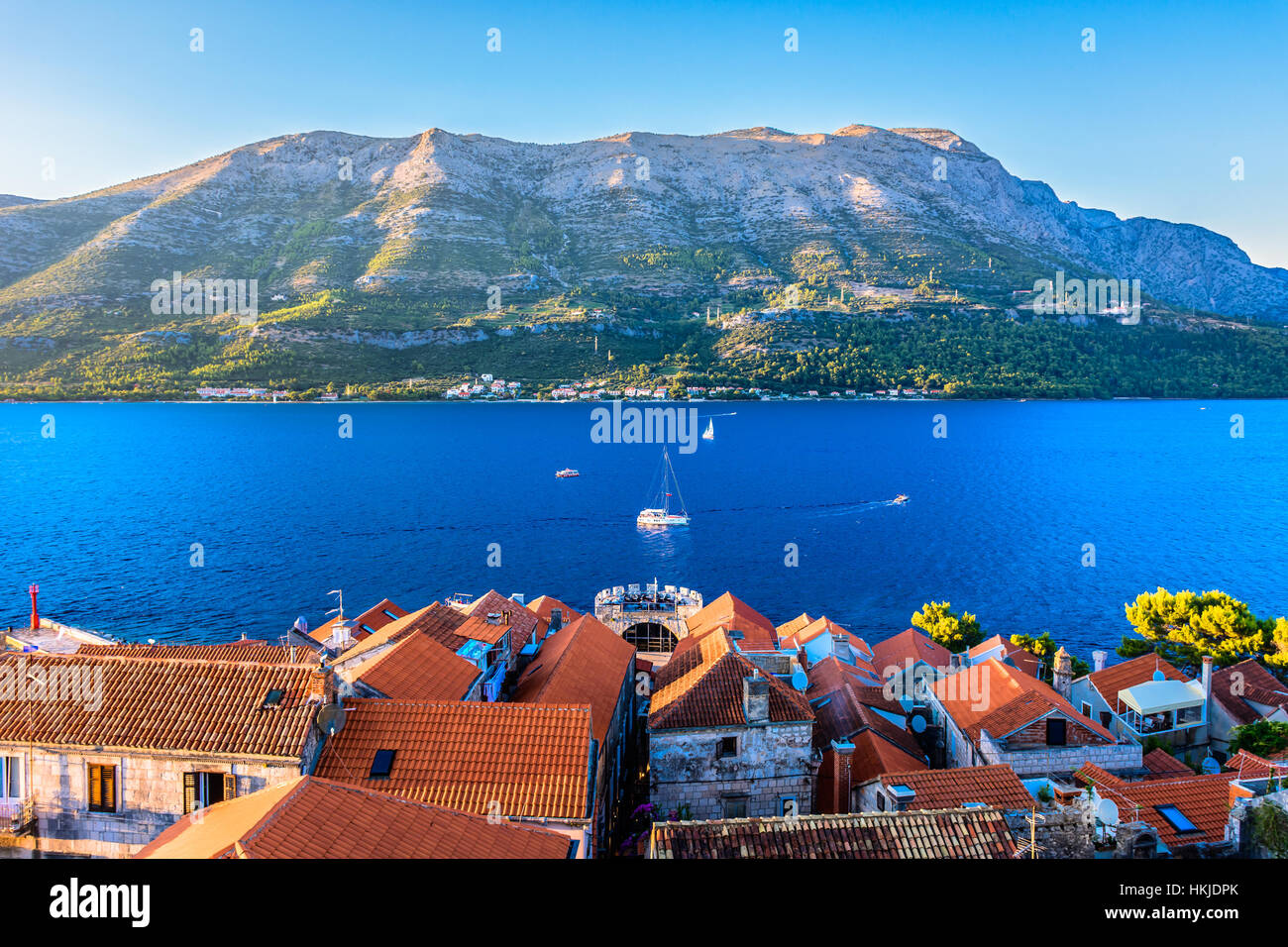 Aerial view on Korcula town, Croatia Stock Photo - Alamy