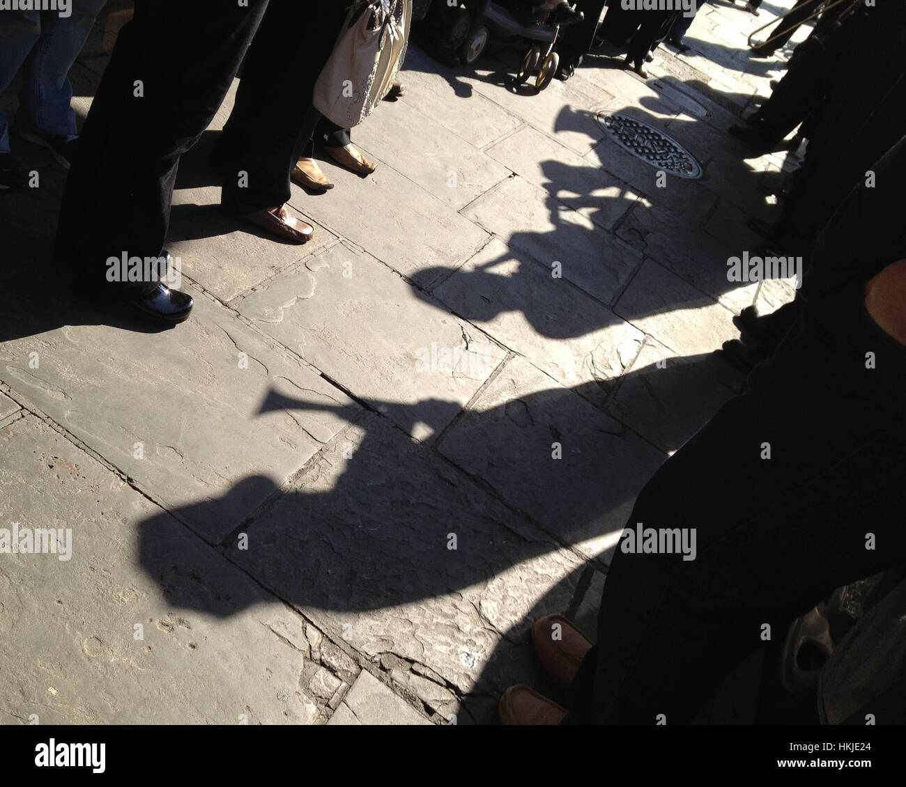 New Orleans, Louisiana-USA. January 2012: Shadows at a traditional jazz funeral. Stock Photo