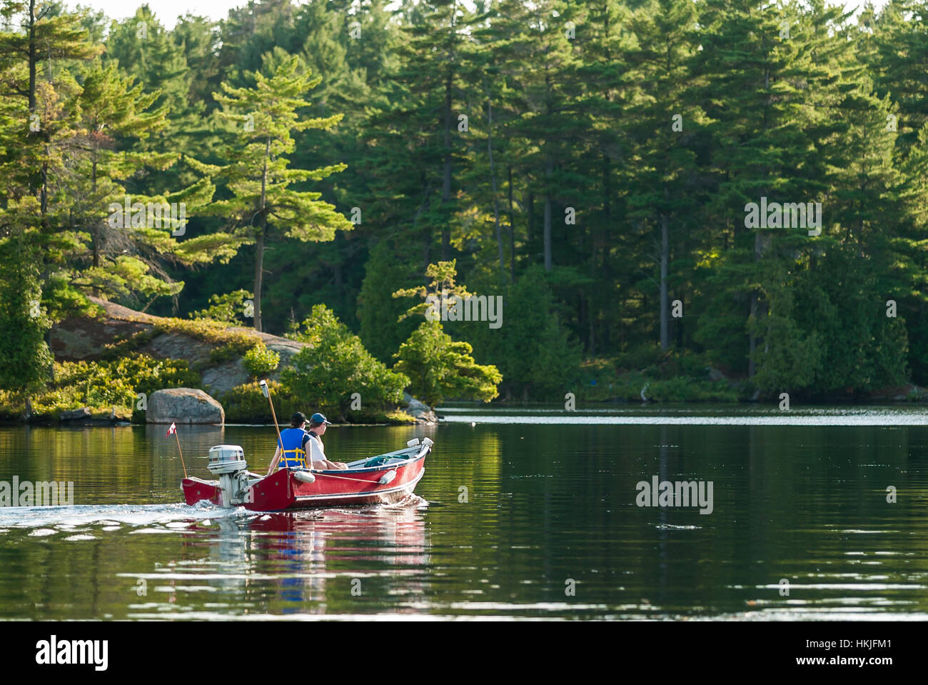 July 31, 2010 - Campbellford, Ontario, Canada - motorboats and fishing boats makes their way along the Trent-Severn Waterway in Eastern Ontario. Stock Photo