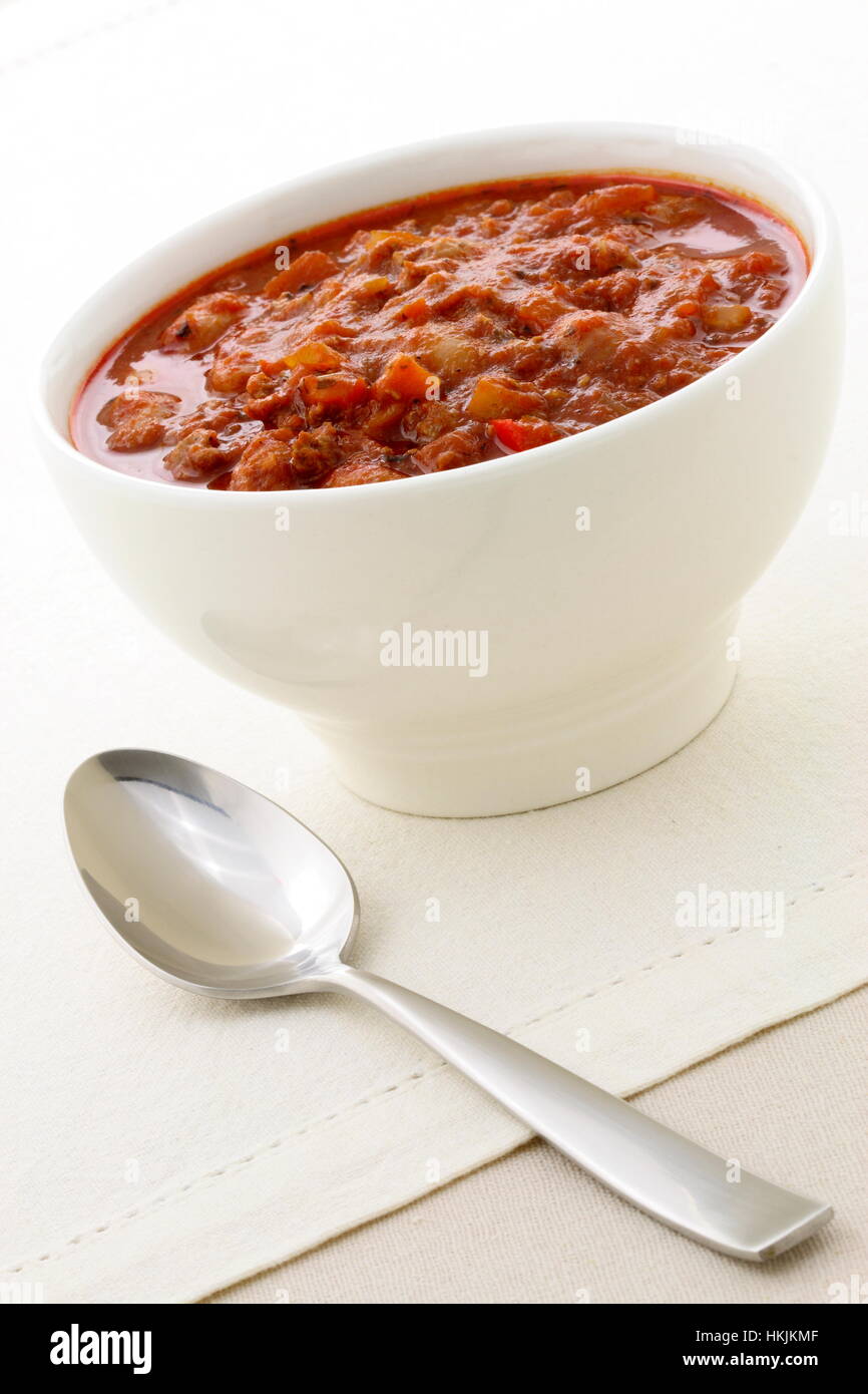 Chili beans made with kidney beans, lean ground beef, Chili powder