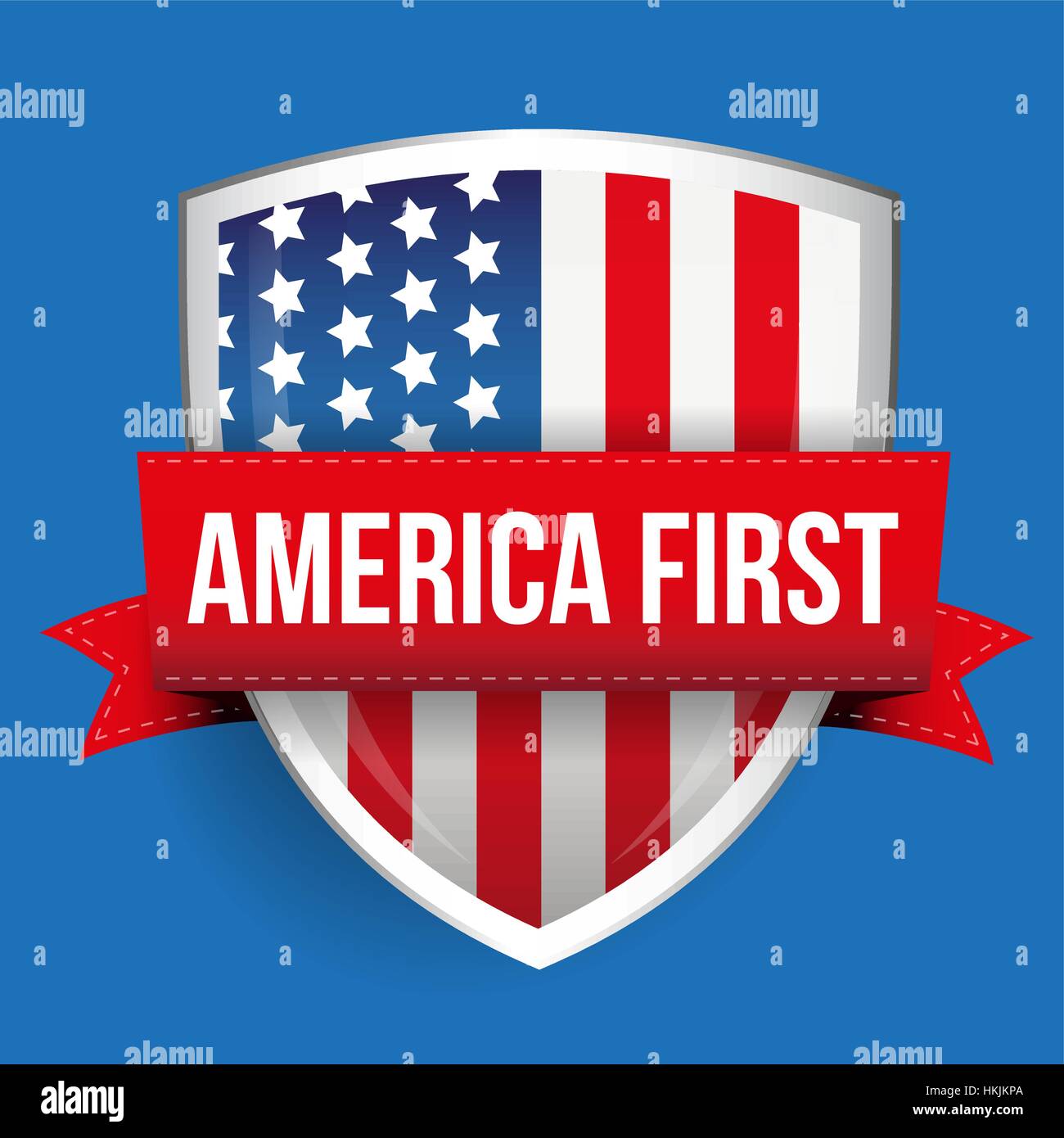America First shield with USA flag Stock Vector
