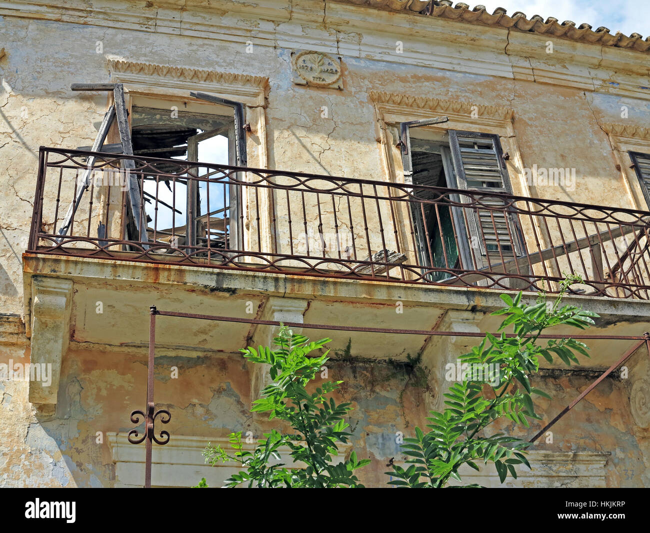 Ruined balcony on a building left abandoned after the 1953 earthquake ...