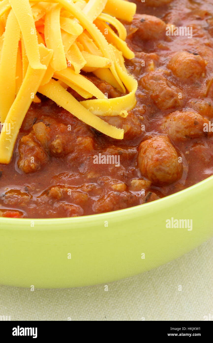 Chili beans made with kidney beans, lean ground beef, Chili powder