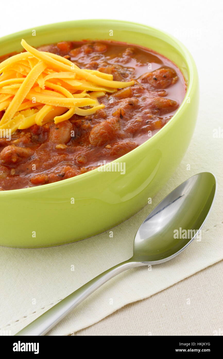 Chili beans made with kidney beans, lean ground beef, Chili powder