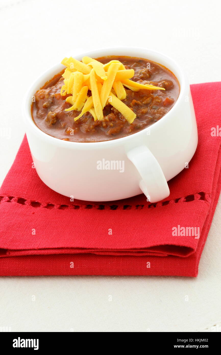 Chili beans made with kidney beans, lean ground beef, Chili powder