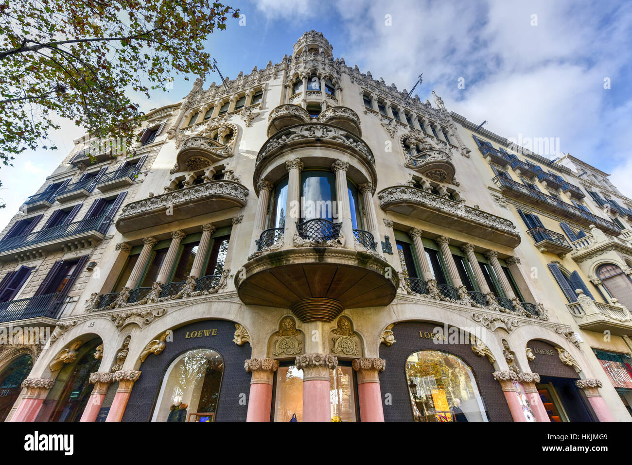 Barcelona, Spain - November 28. 2016: House Mulleras is a building style neoclassic work of architect Enric Sagnier located in Paseo de Gracia number  Stock Photo