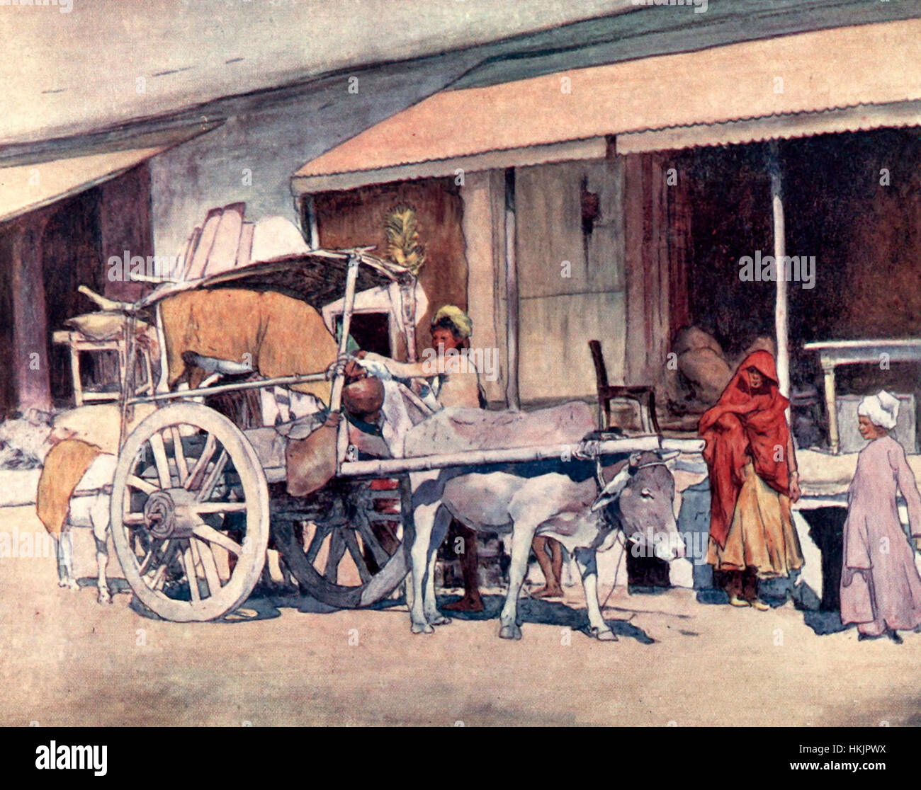 Ox cart in India, circa 1912 Stock Photo