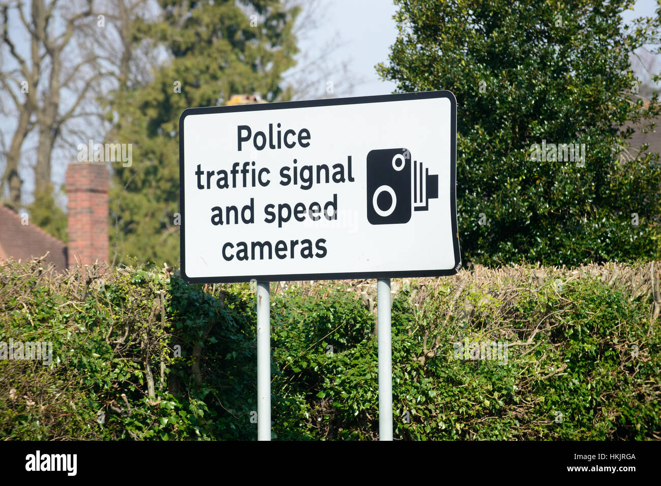 Police Traffic Signal and Speed Cameras sign Stock Photo
