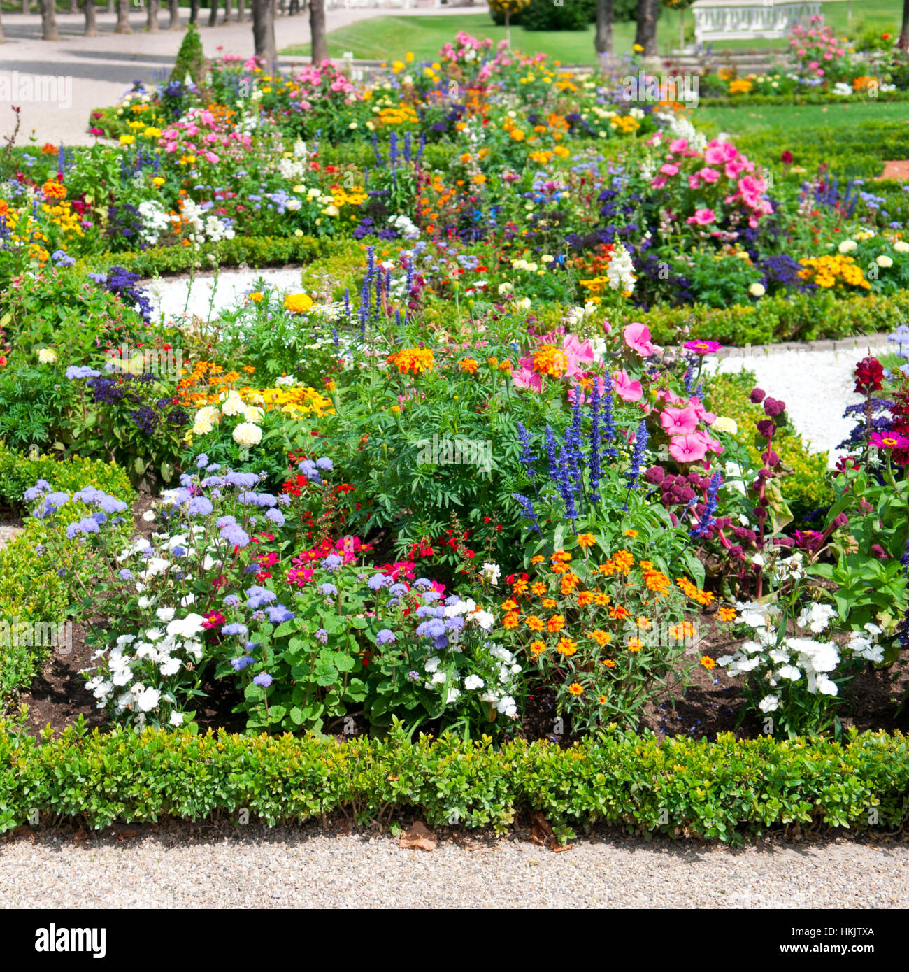 delightful flower bed in the summer park Stock Photo - Alamy