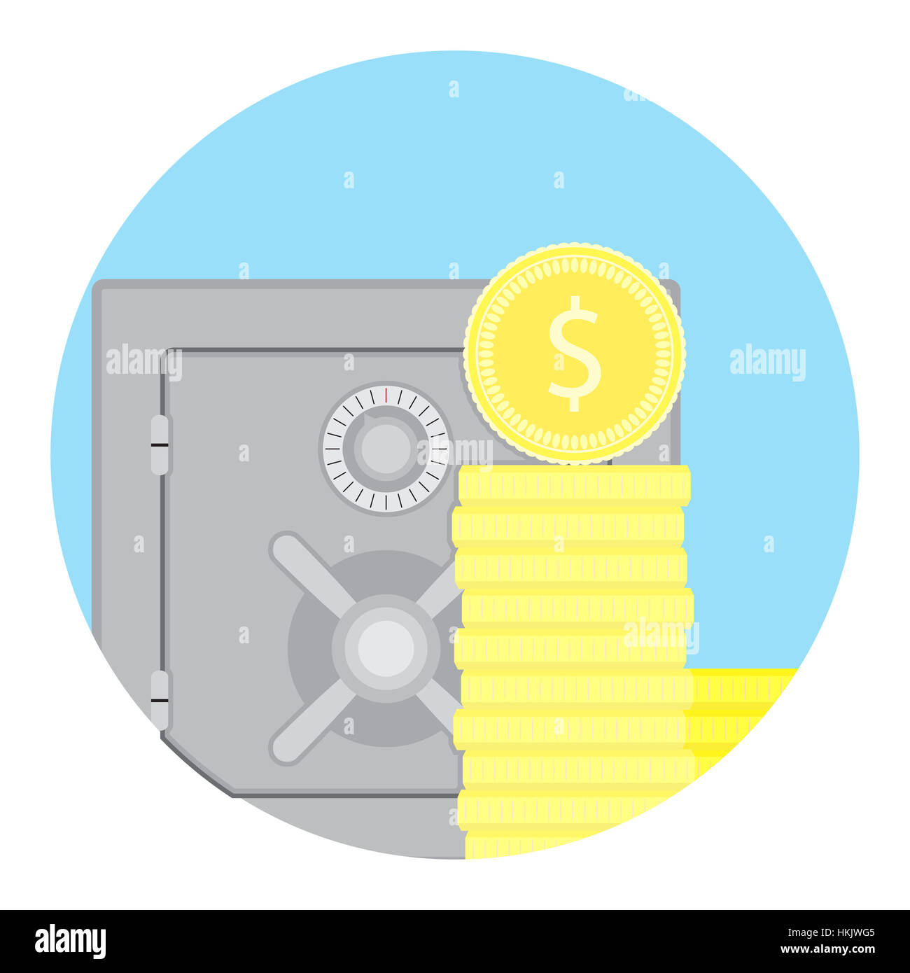 Accrued interest vector icon. Investment finance in safe bank illustration Stock Photo