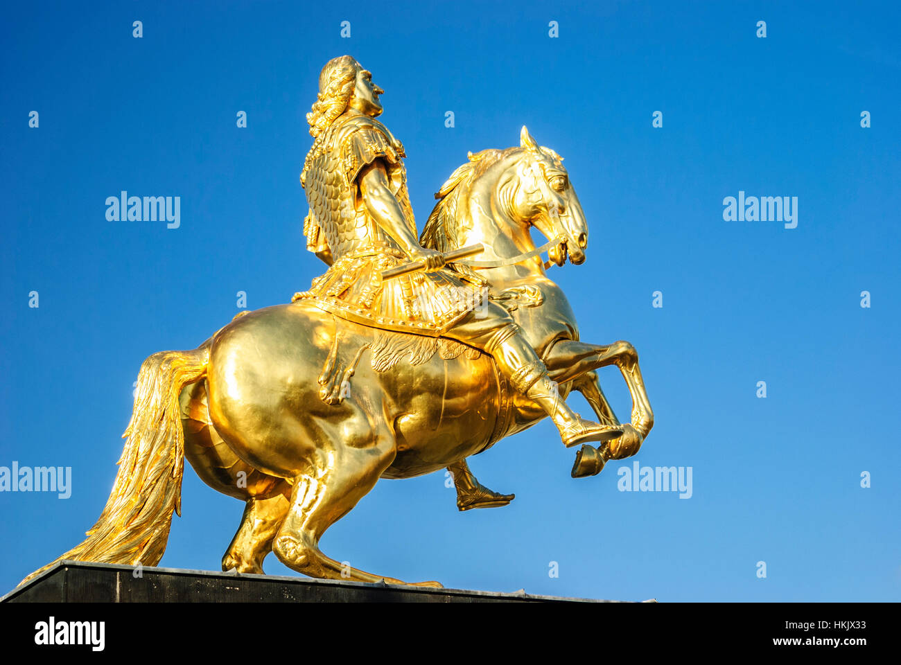 Dresden: Golden rider - equestrian statue of Augustus the Strong - at the Neustädter Markt, , Sachsen, Saxony, Germany Stock Photo