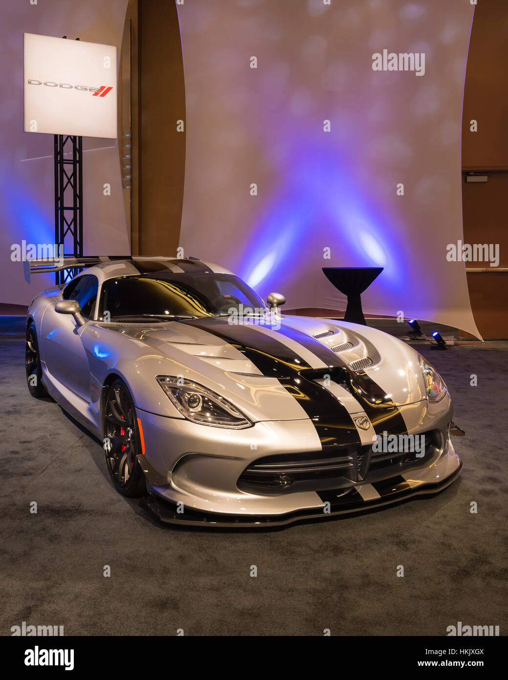 Detroit, MI, USA - January 10, 2016: A 2016 SRT (Dodge) Viper at The Gallery, an event sponsored by the North American International Auto Show (NAIAS) Stock Photo