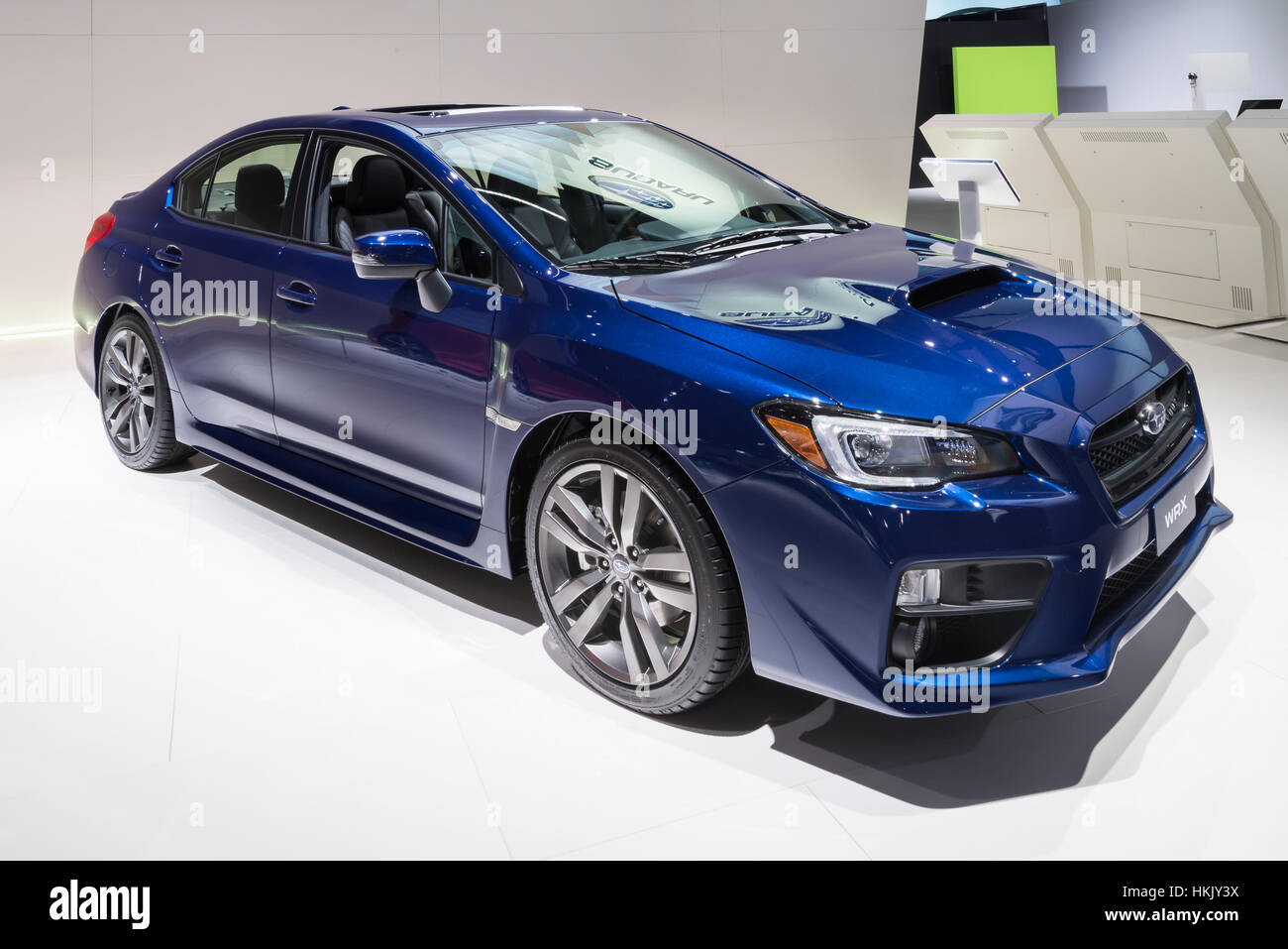 Detroit, MI, USA - January 12, 2016: Subaru WRX car at the North American International Auto Show (NAIAS). Stock Photo